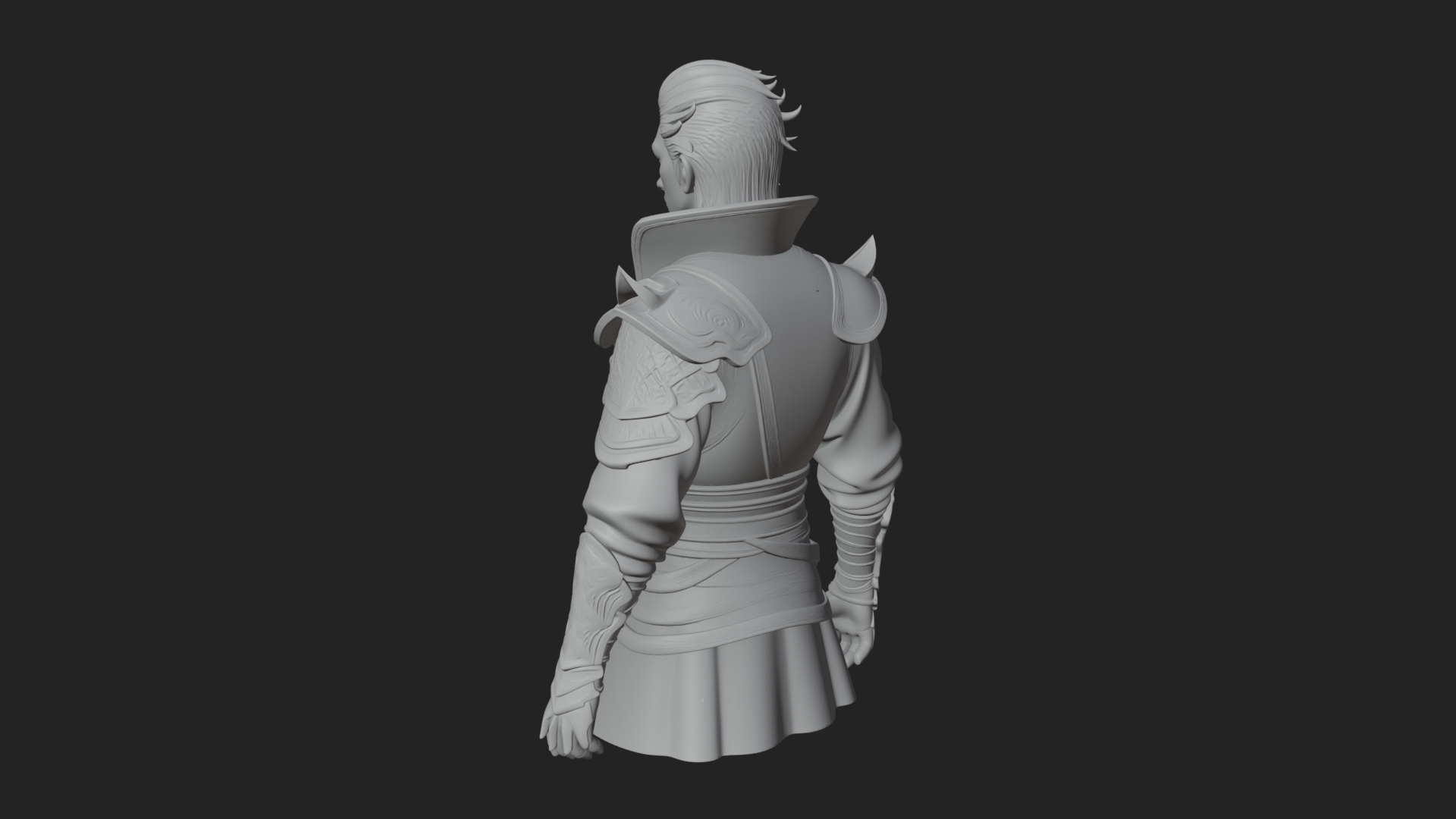 Blue Robe Swordsman Statue Design 2 3D Print Model 3D Model