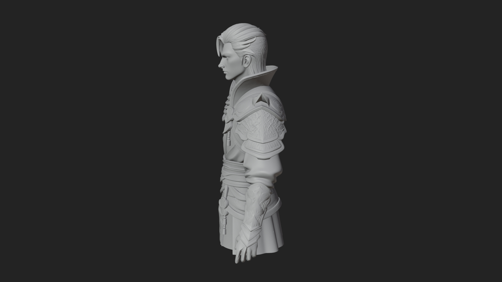 Blue Robe Swordsman Statue Design 2 3D Print Model 3D Model