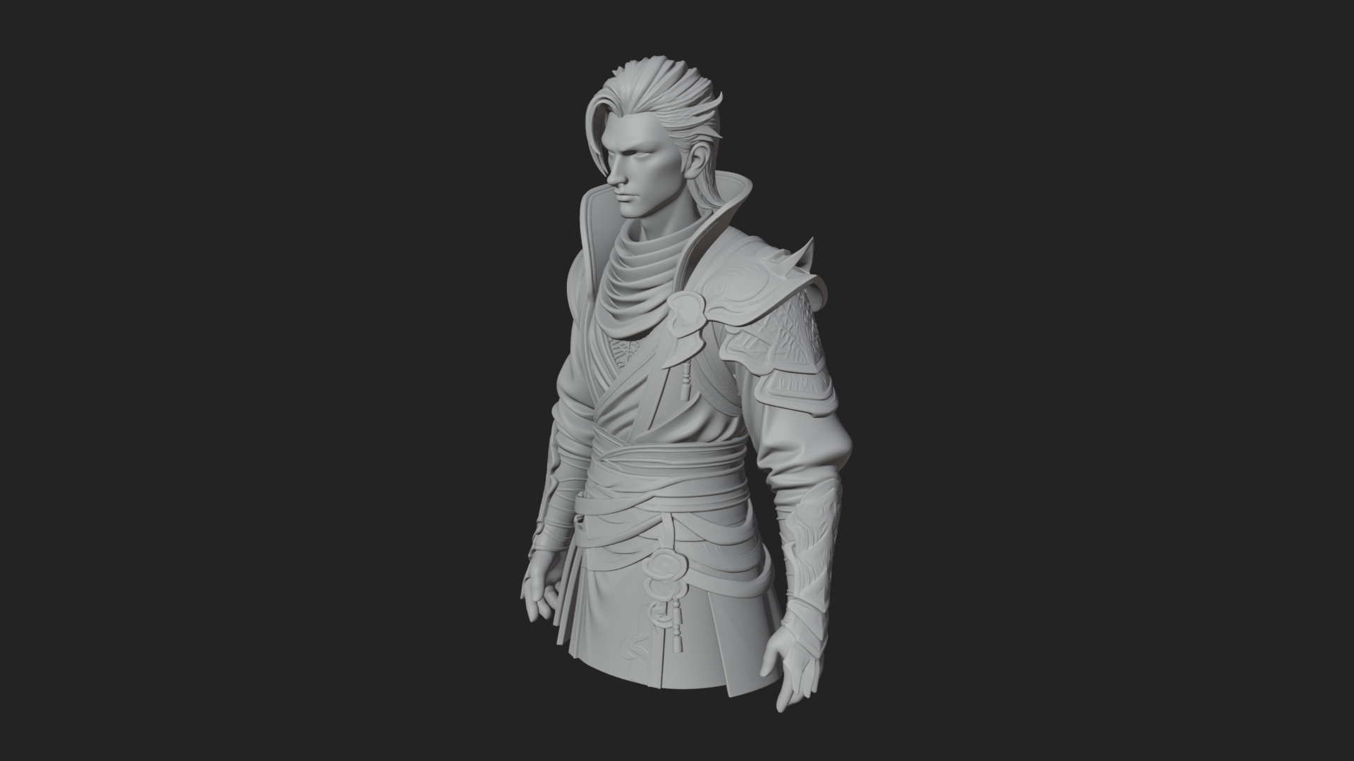 Blue Robe Swordsman Statue Design 2 3D Print Model 3D Model