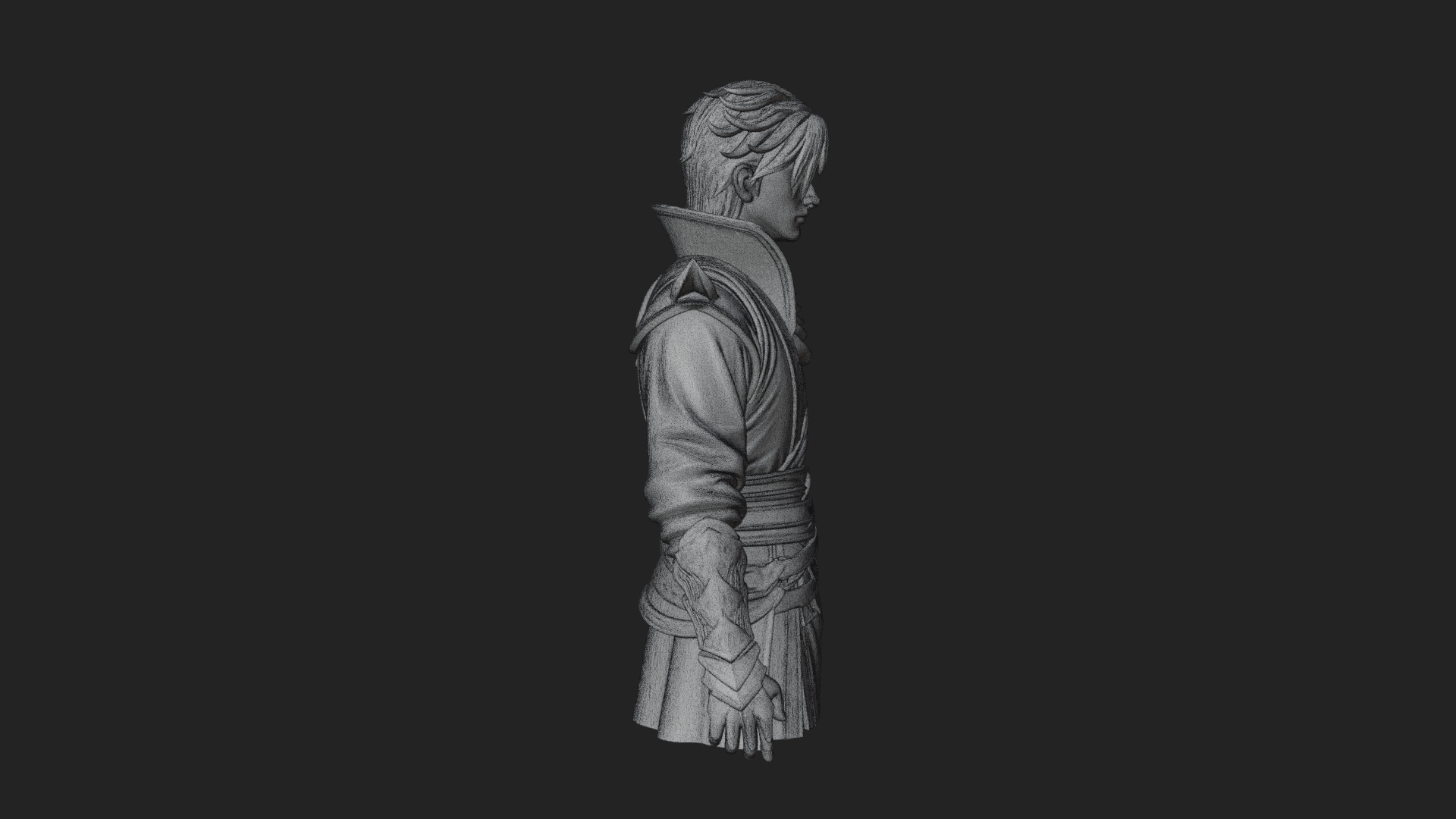 Blue Robe Swordsman Statue Design 2 3D Print Model 3D Model