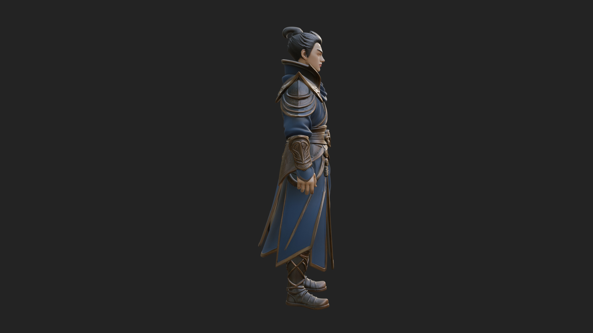 Blue Robe Swordsman Statue Design 3 3D Print Model 3D Model