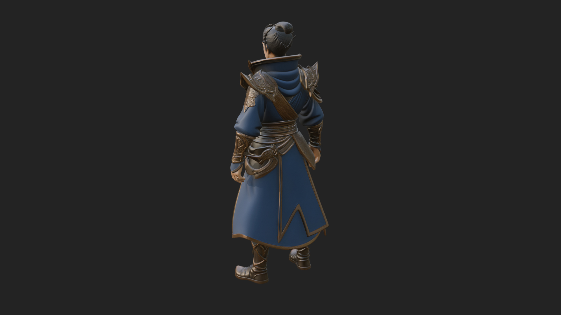 Blue Robe Swordsman Statue Design 3 3D Print Model 3D Model