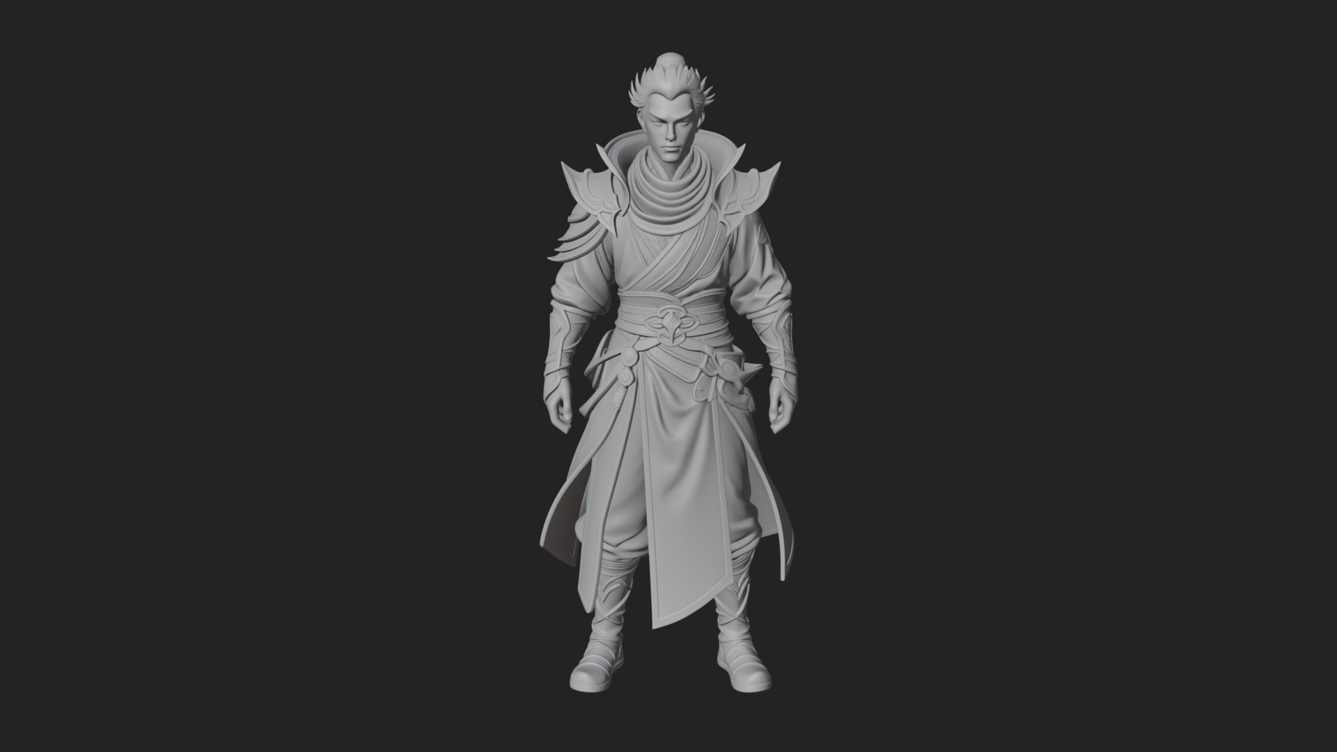 Blue Robe Swordsman Statue Design 3 3D Print Model 3D Model