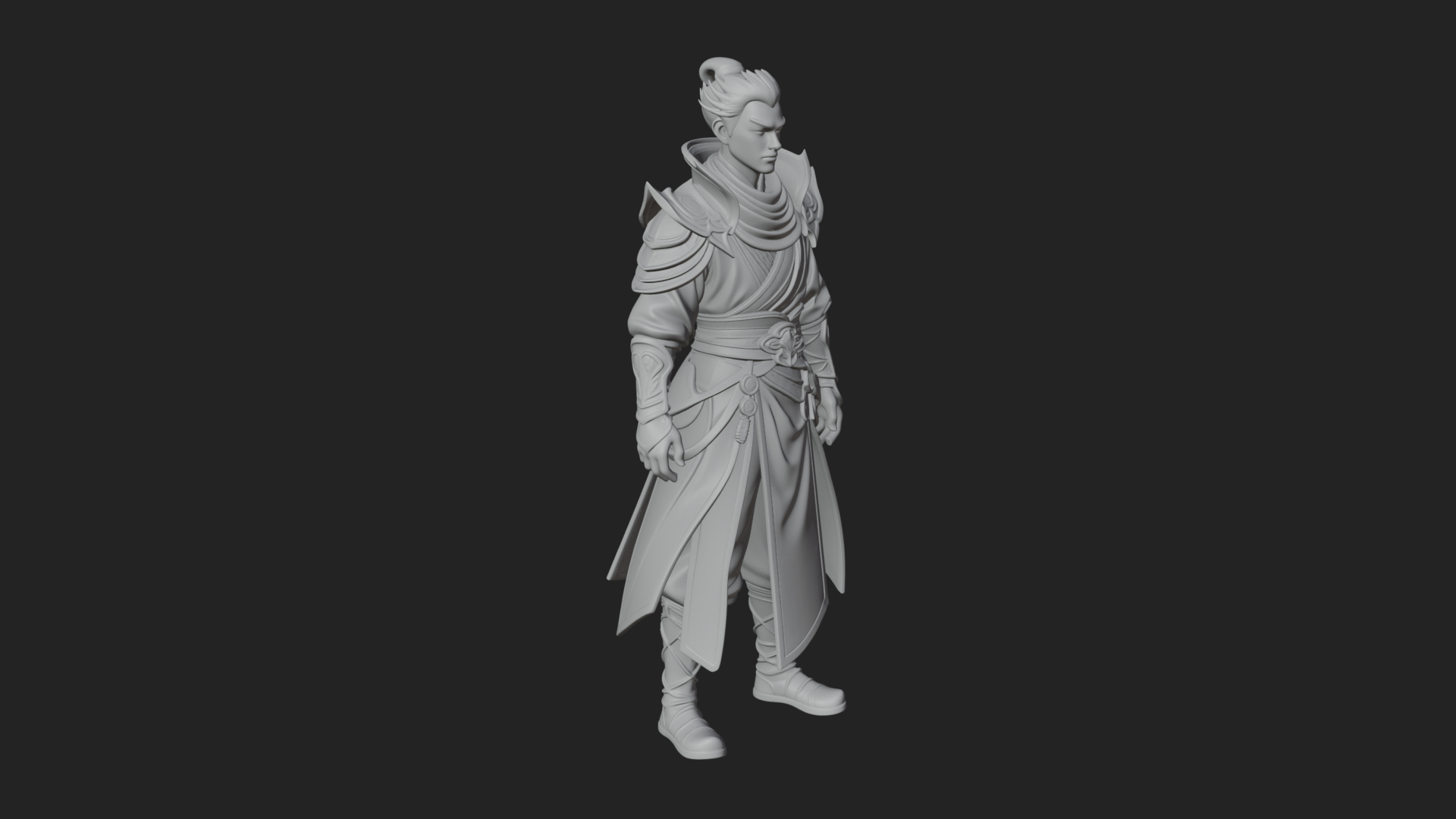 Blue Robe Swordsman Statue Design 3 3D Print Model 3D Model