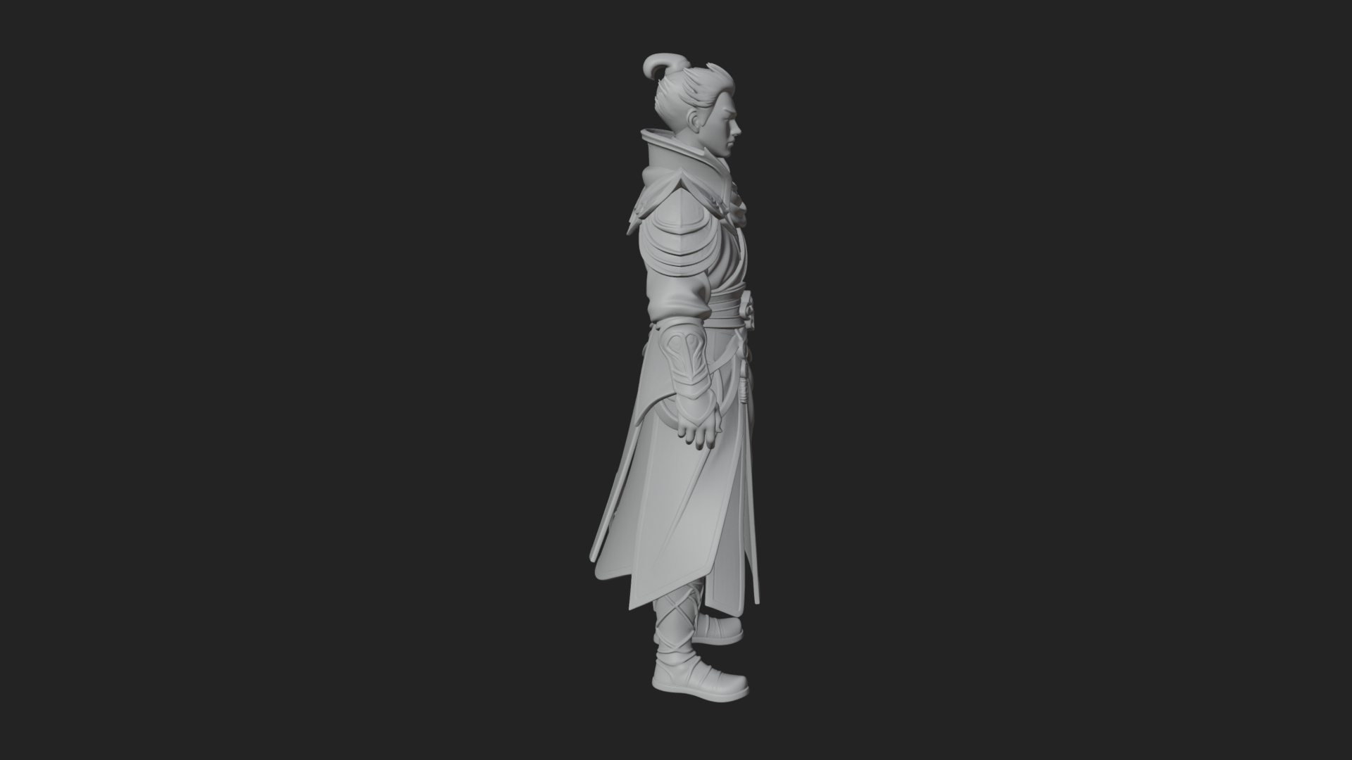 Blue Robe Swordsman Statue Design 3 3D Print Model 3D Model