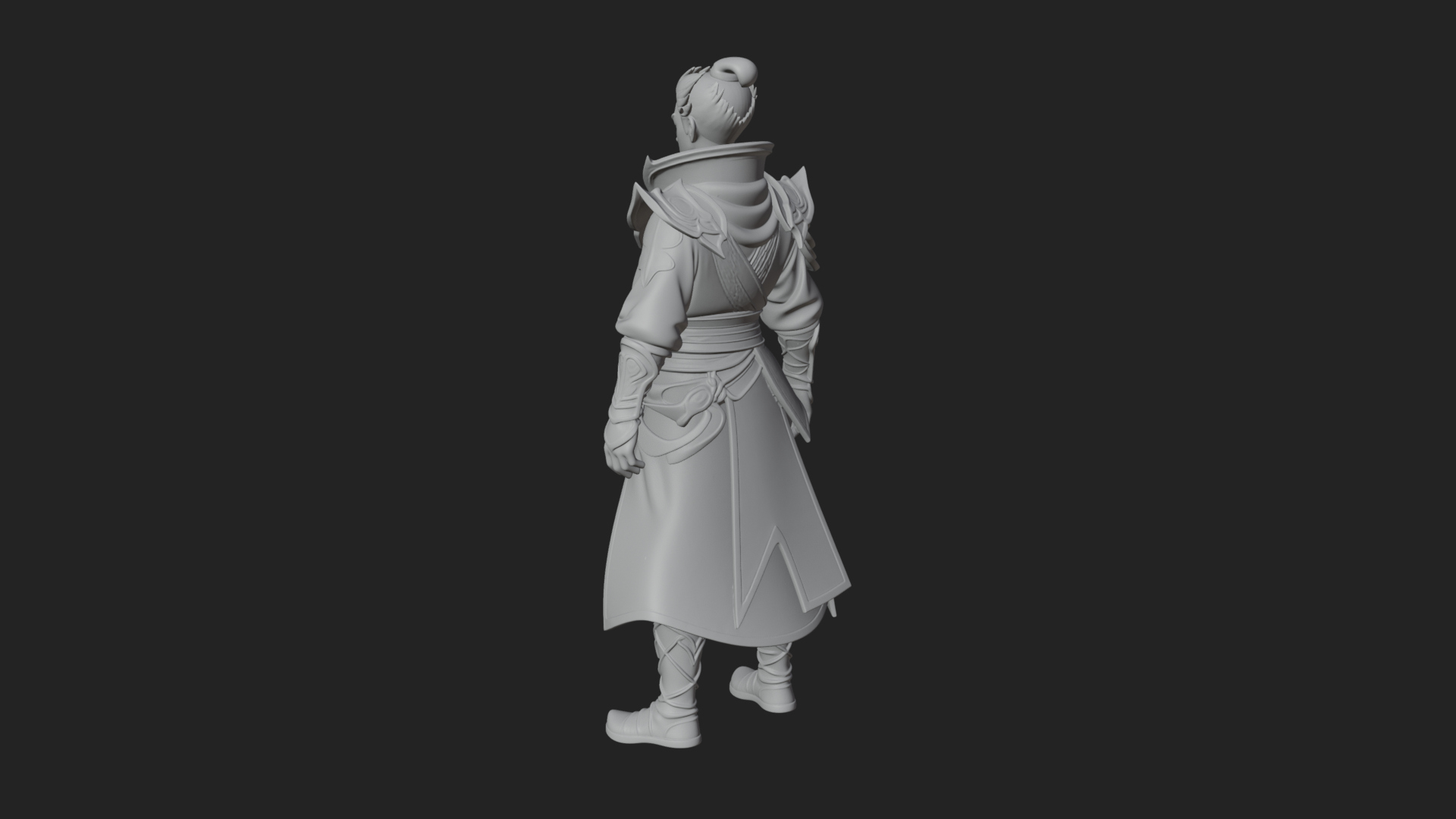 Blue Robe Swordsman Statue Design 3 3D Print Model 3D Model