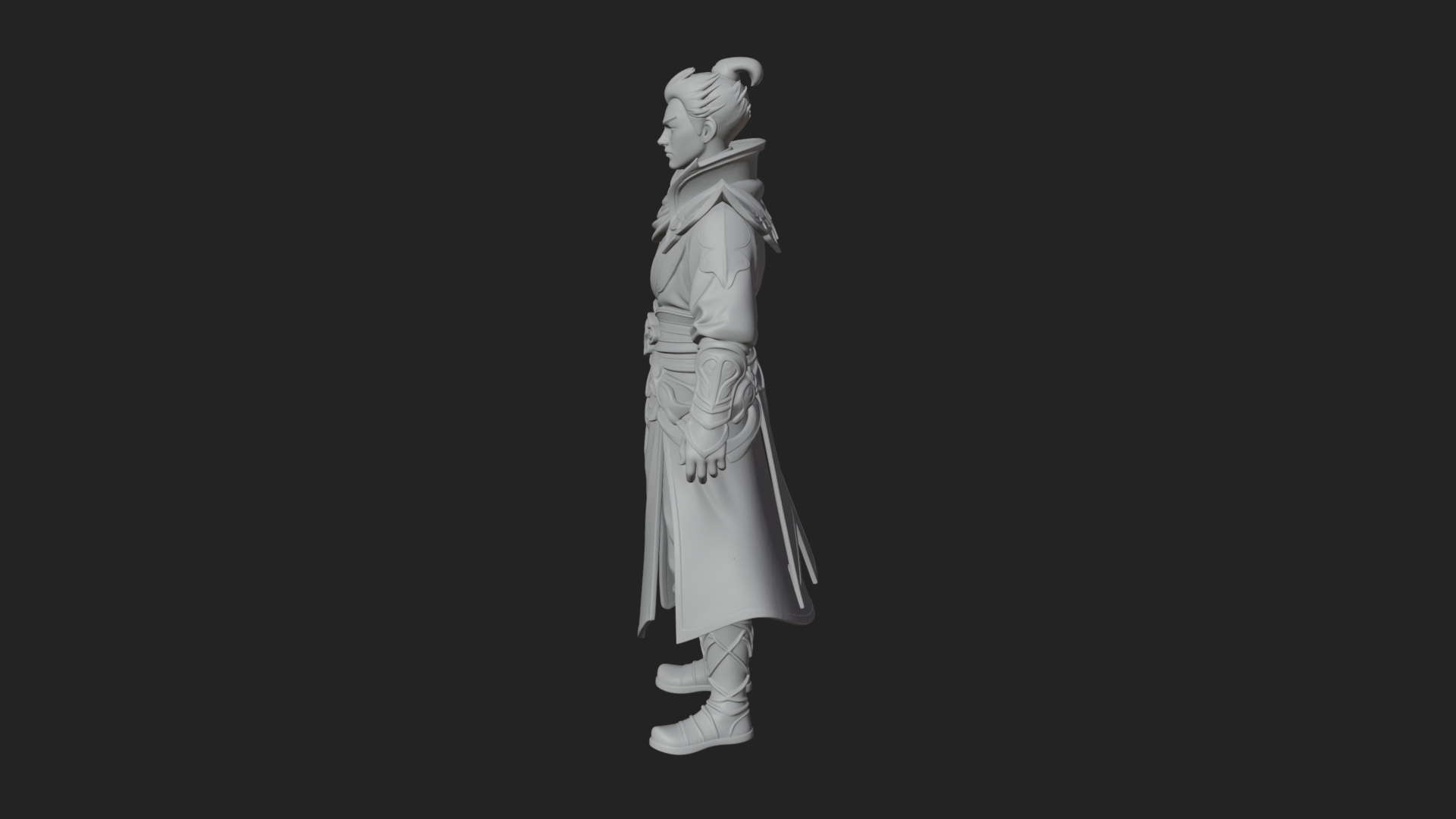 Blue Robe Swordsman Statue Design 3 3D Print Model 3D Model