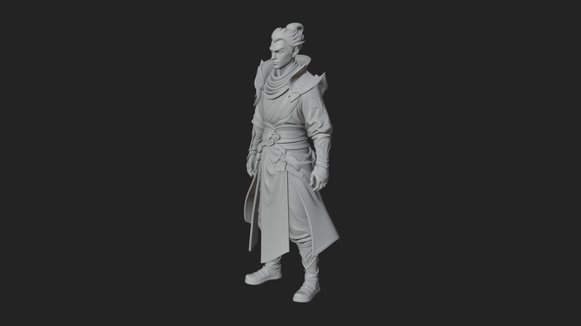Blue Robe Swordsman Statue Design 3 3D Print Model 3D Model