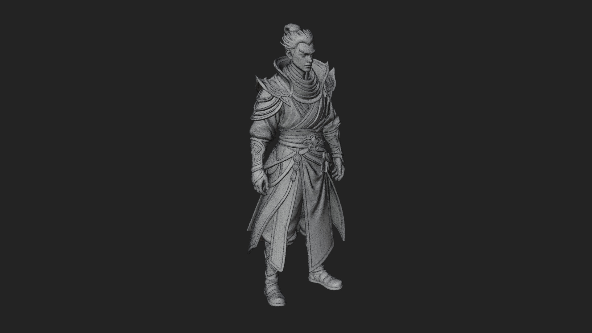 Blue Robe Swordsman Statue Design 3 3D Print Model 3D Model
