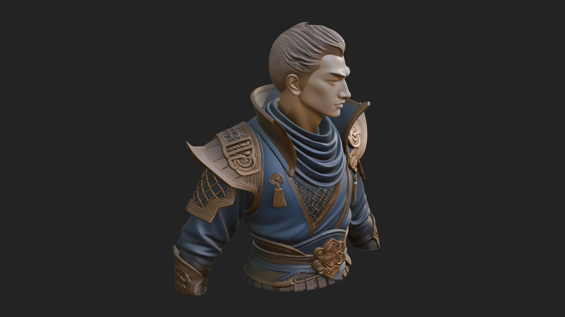 Blue Robe Swordsman Statue Design 4 3D Print Model 3D Model