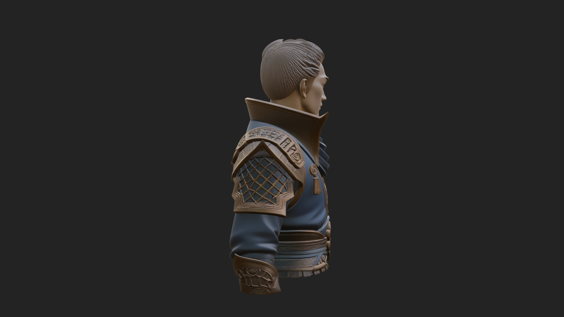 Blue Robe Swordsman Statue Design 4 3D Print Model 3D Model