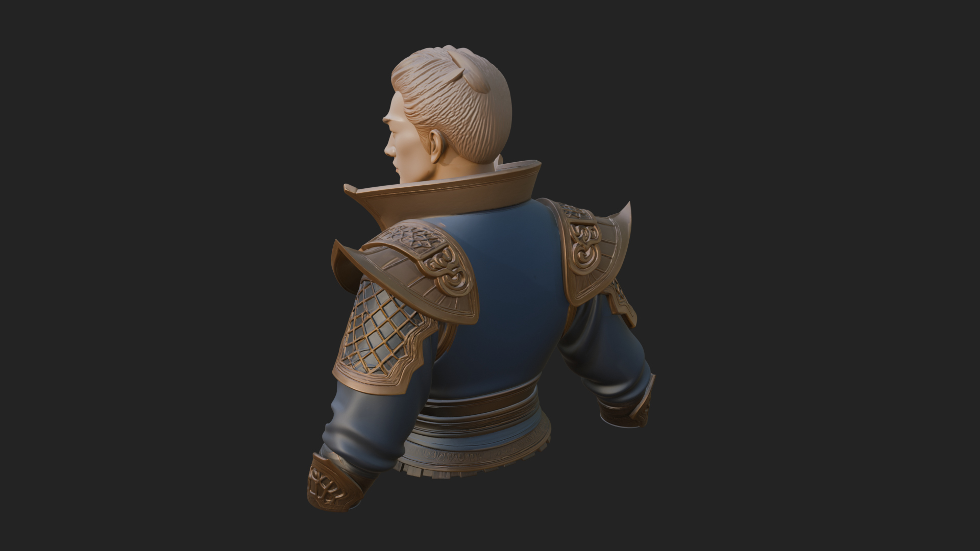 Blue Robe Swordsman Statue Design 4 3D Print Model 3D Model