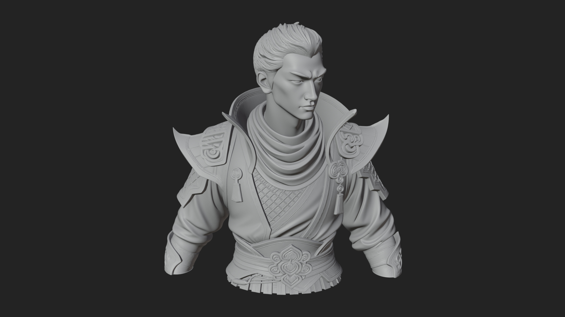 Blue Robe Swordsman Statue Design 4 3D Print Model 3D Model