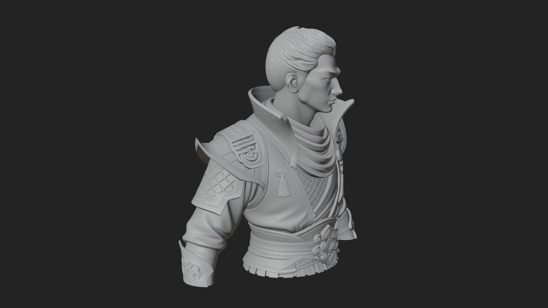 Blue Robe Swordsman Statue Design 4 3D Print Model 3D Model