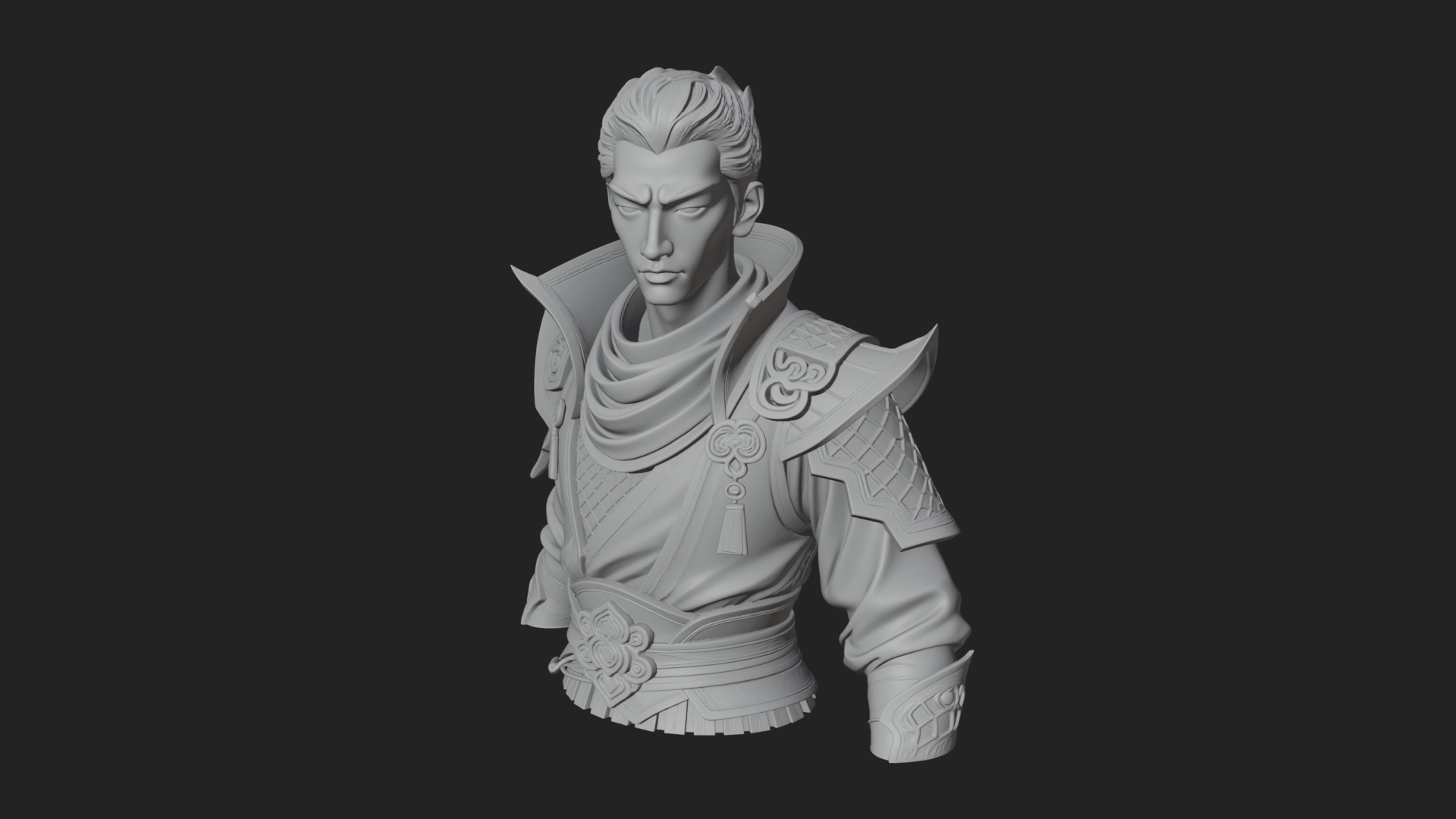 Blue Robe Swordsman Statue Design 4 3D Print Model 3D Model