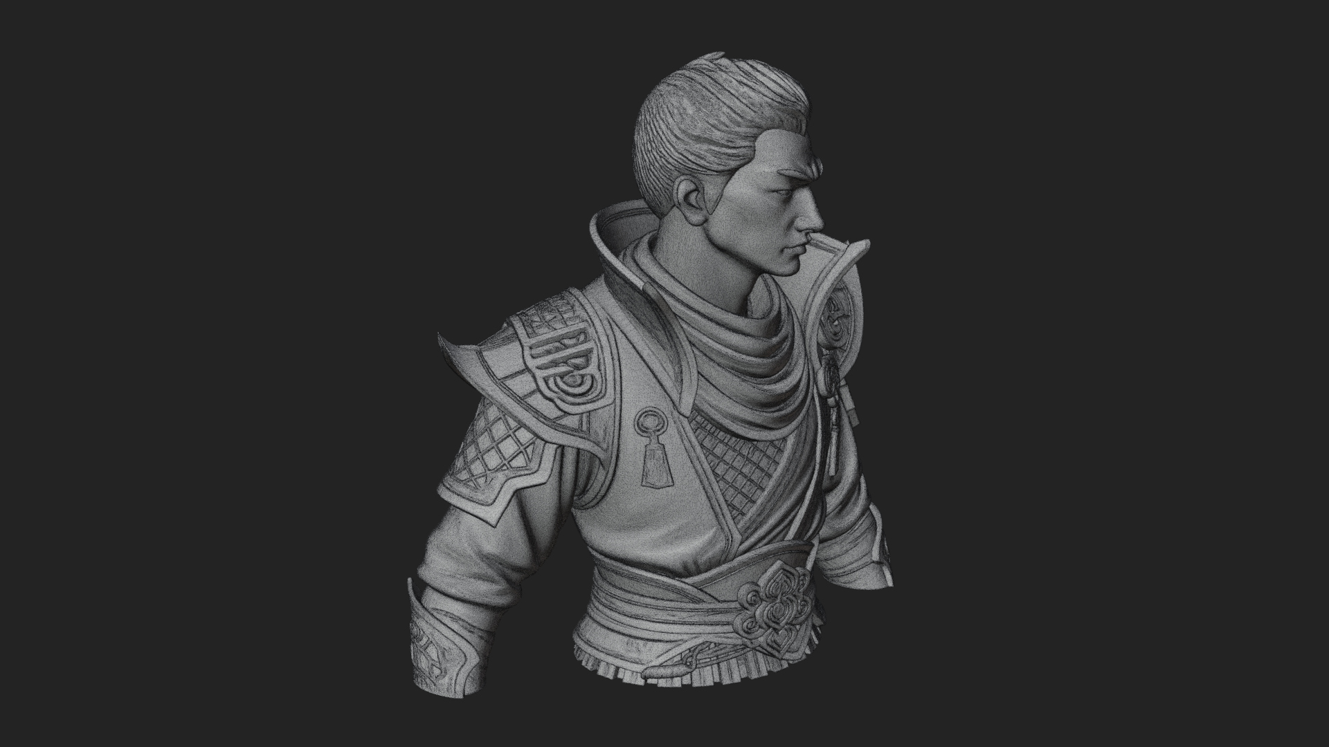 Blue Robe Swordsman Statue Design 4 3D Print Model 3D Model