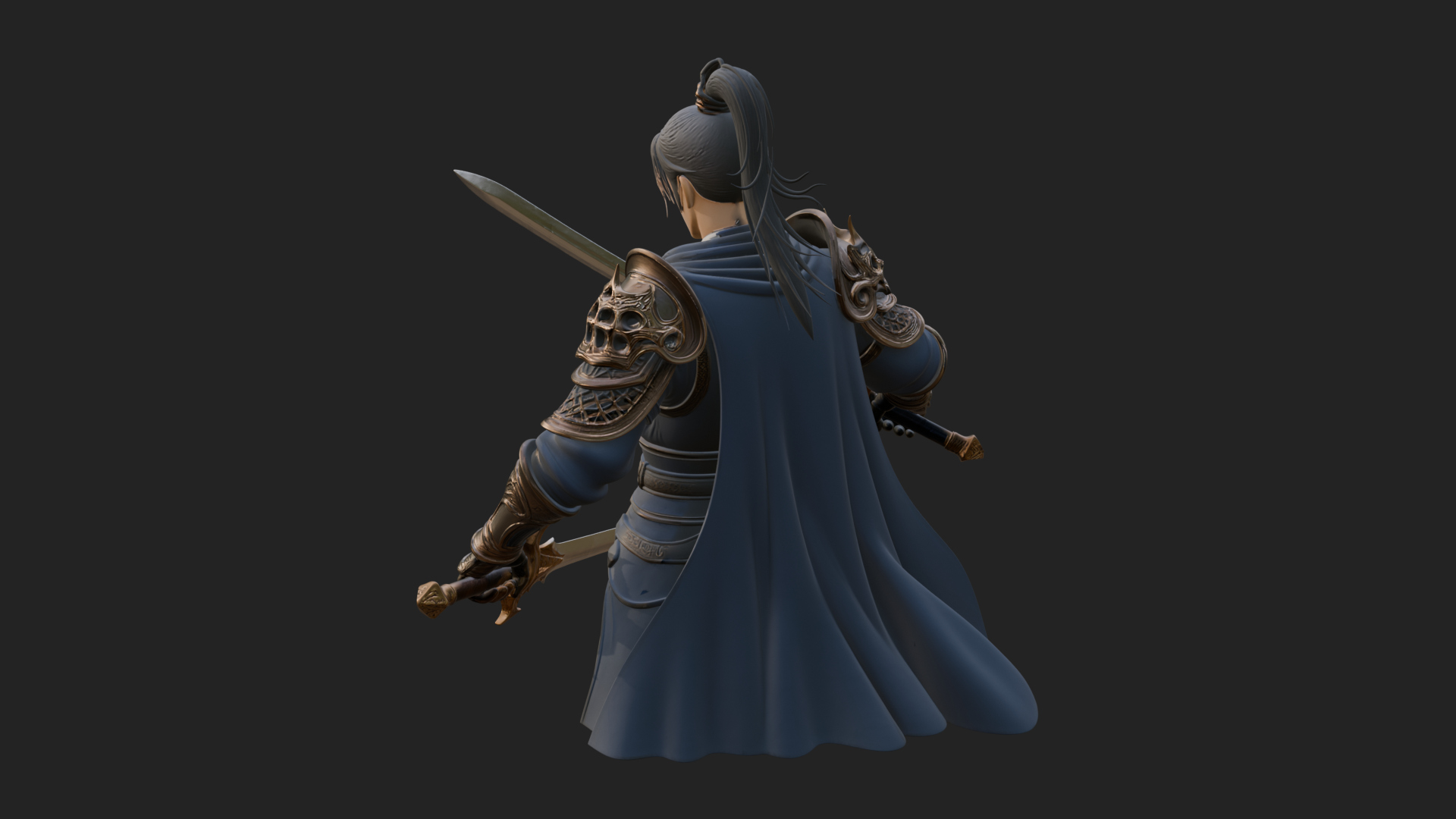 Blue Robe Swordsman Statue Design 5 3D Print Model 3D Model