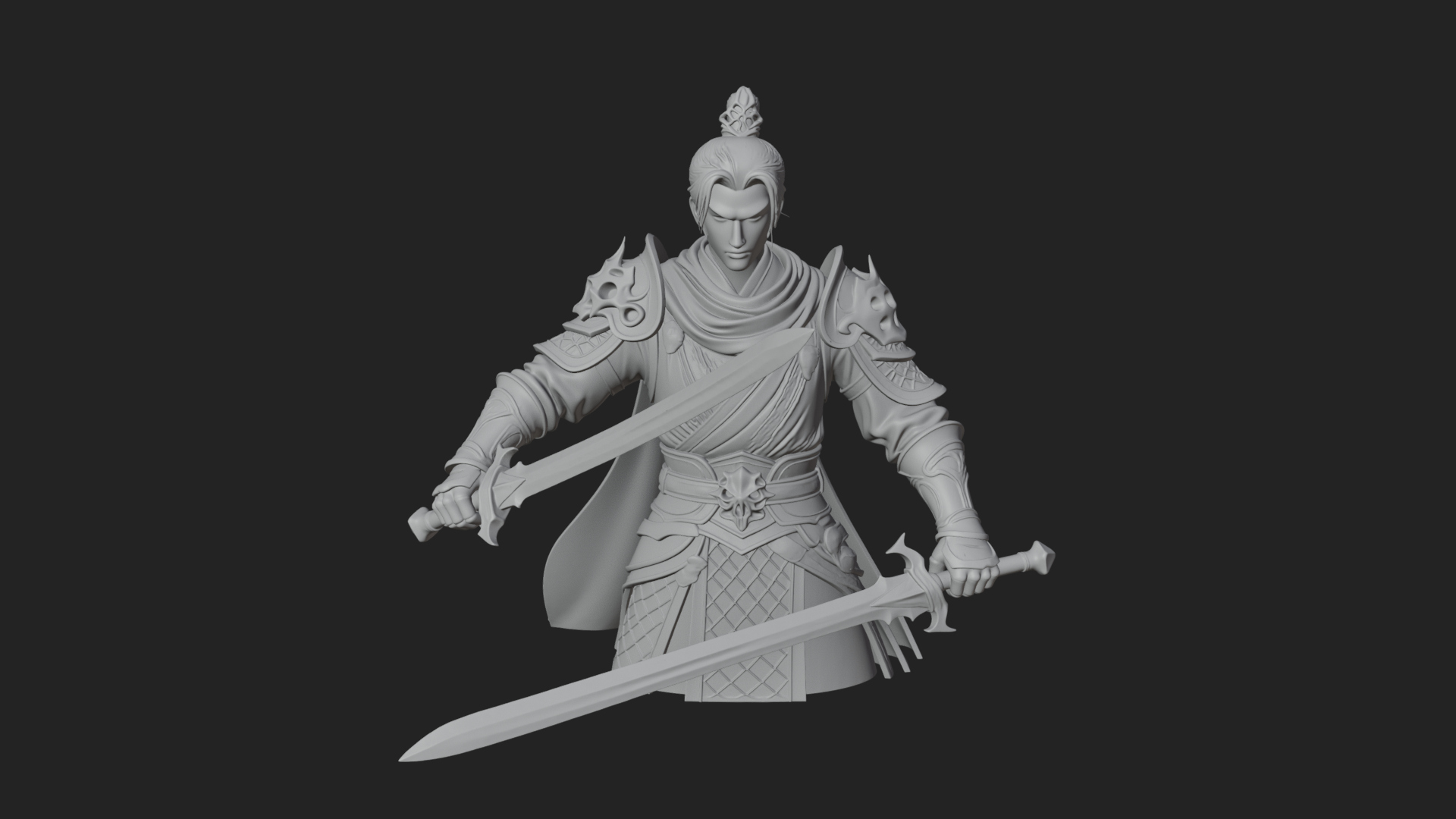 Blue Robe Swordsman Statue Design 5 3D Print Model 3D Model