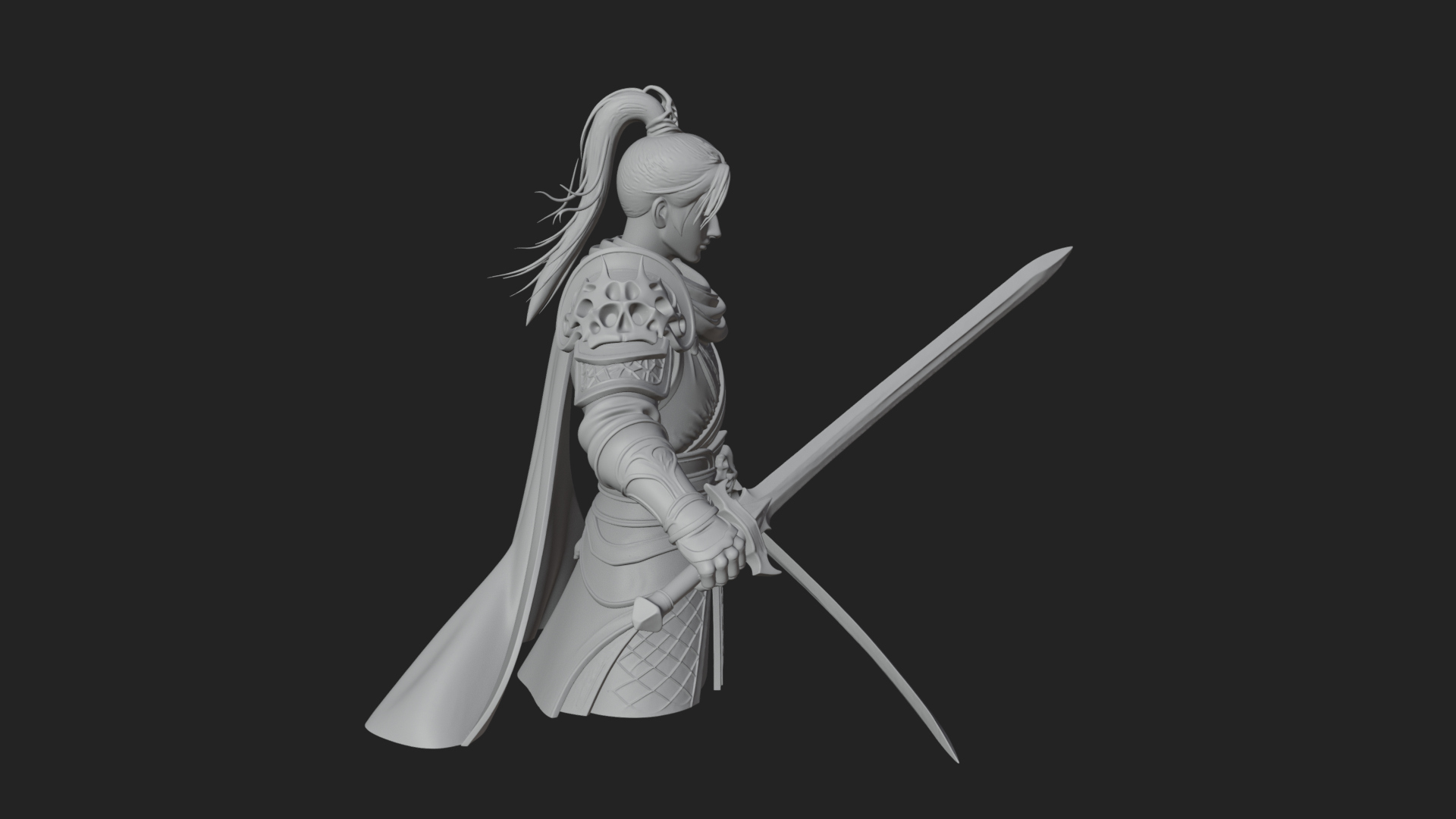 Blue Robe Swordsman Statue Design 5 3D Print Model 3D Model