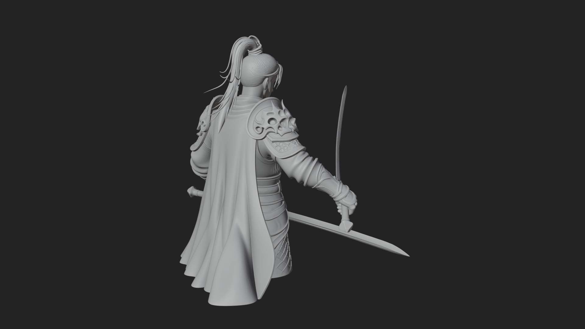 Blue Robe Swordsman Statue Design 5 3D Print Model 3D Model