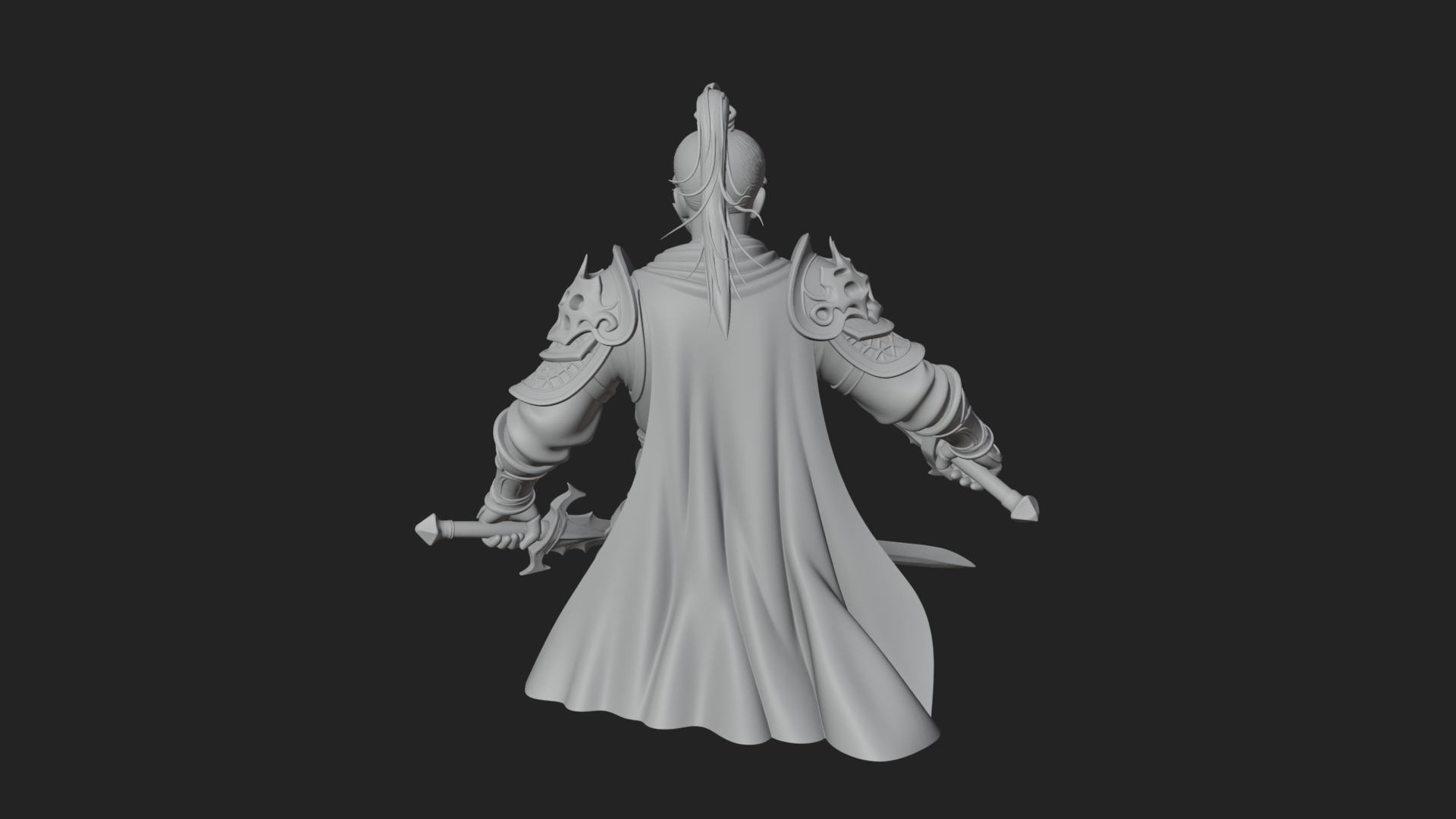 Blue Robe Swordsman Statue Design 5 3D Print Model 3D Model