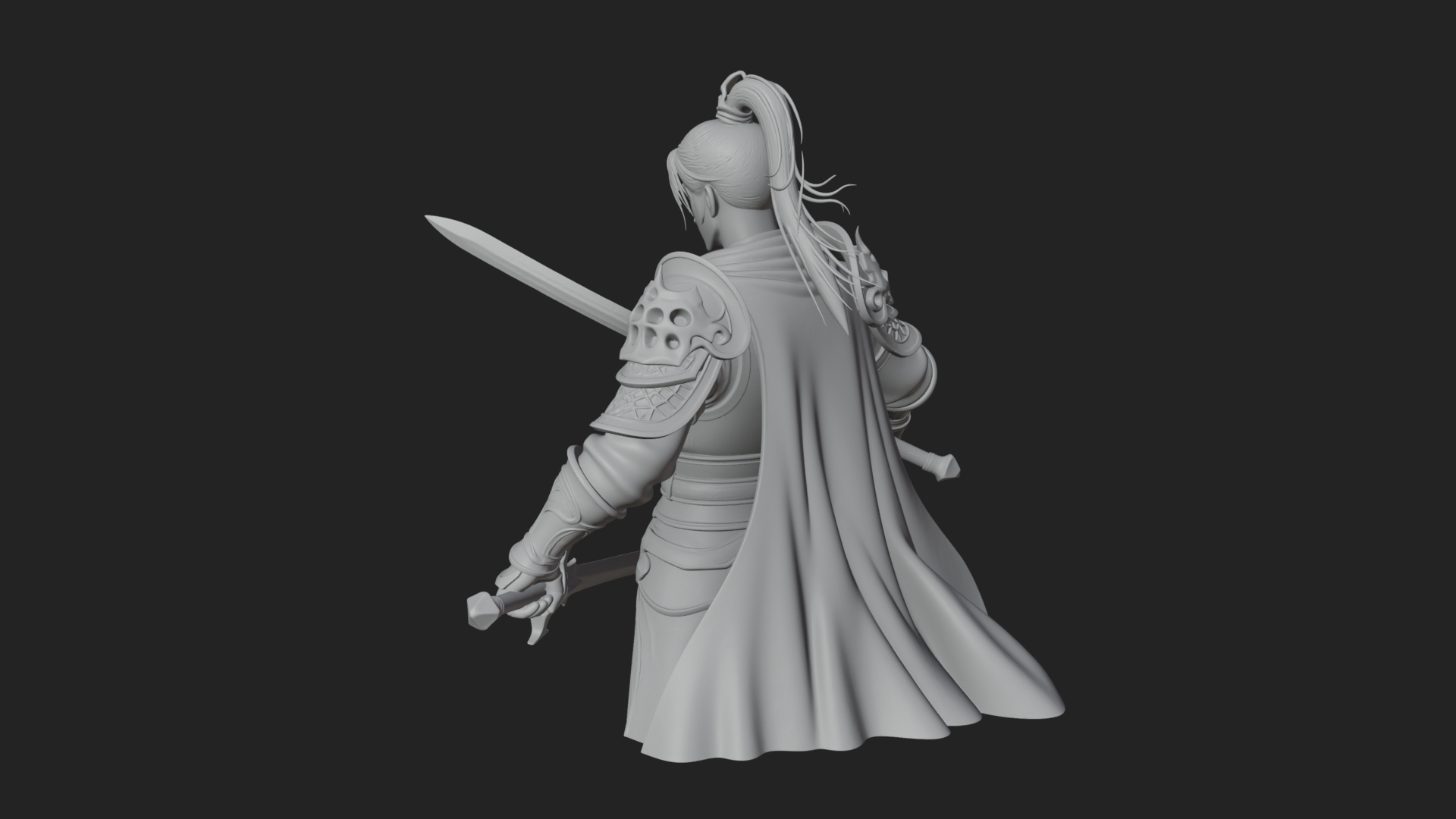 Blue Robe Swordsman Statue Design 5 3D Print Model 3D Model
