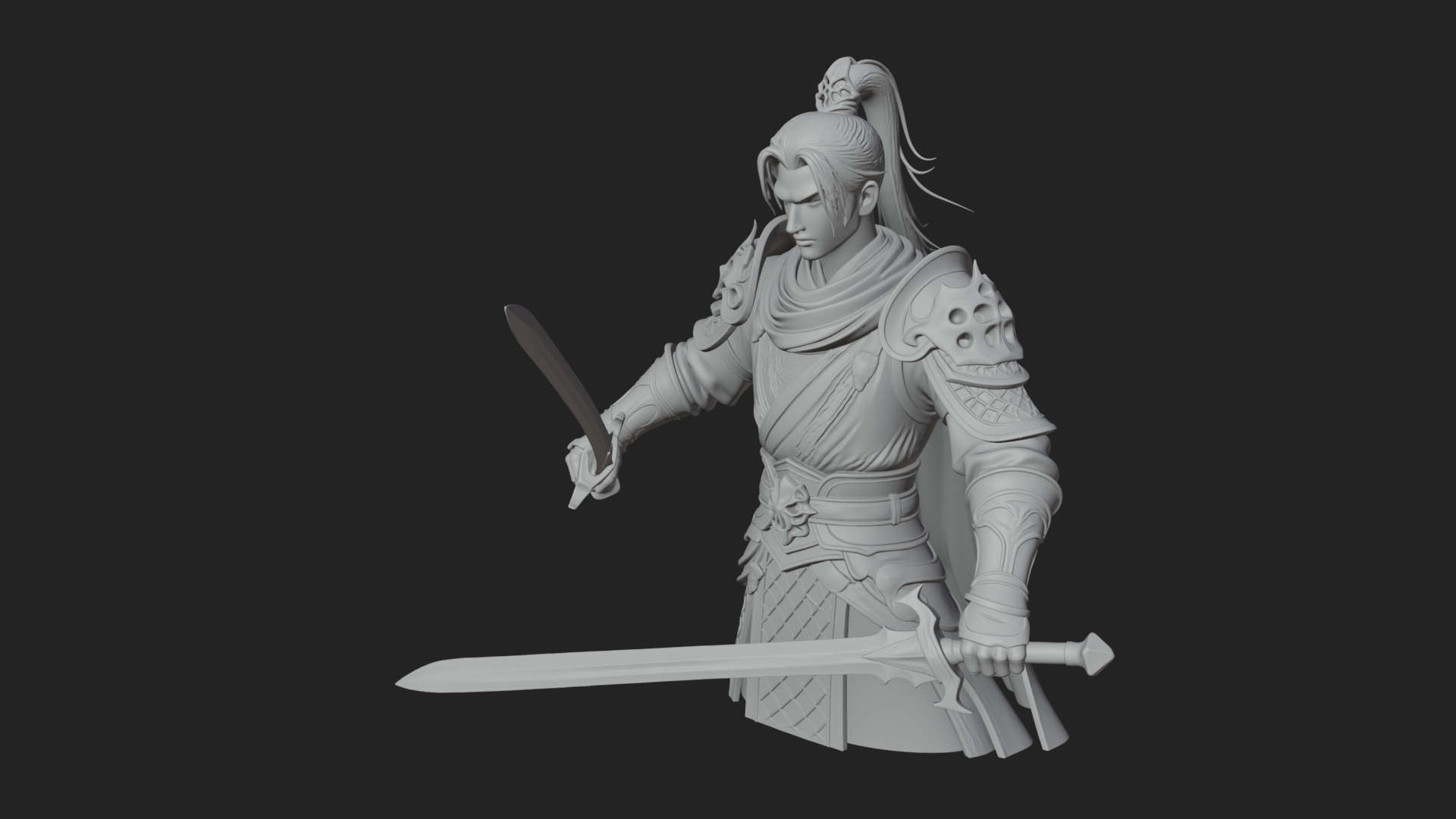 Blue Robe Swordsman Statue Design 5 3D Print Model 3D Model