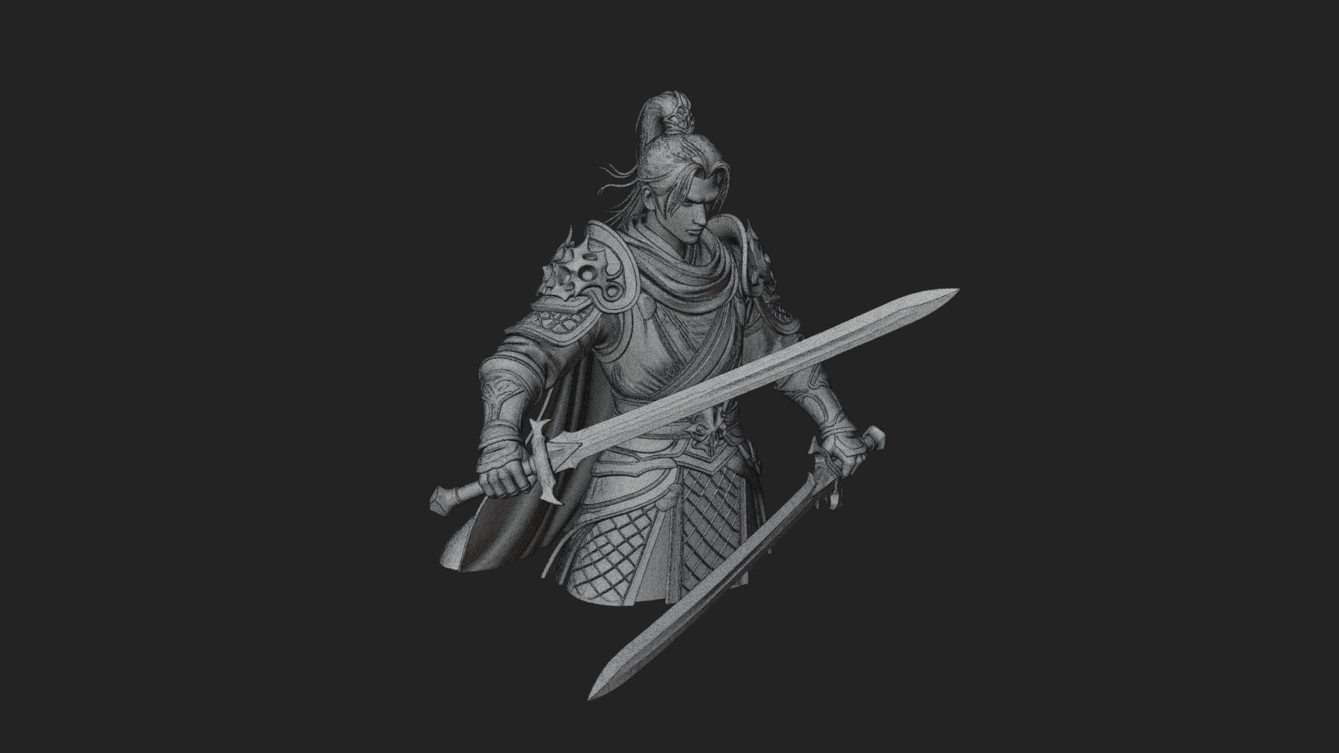 Blue Robe Swordsman Statue Design 5 3D Print Model 3D Model