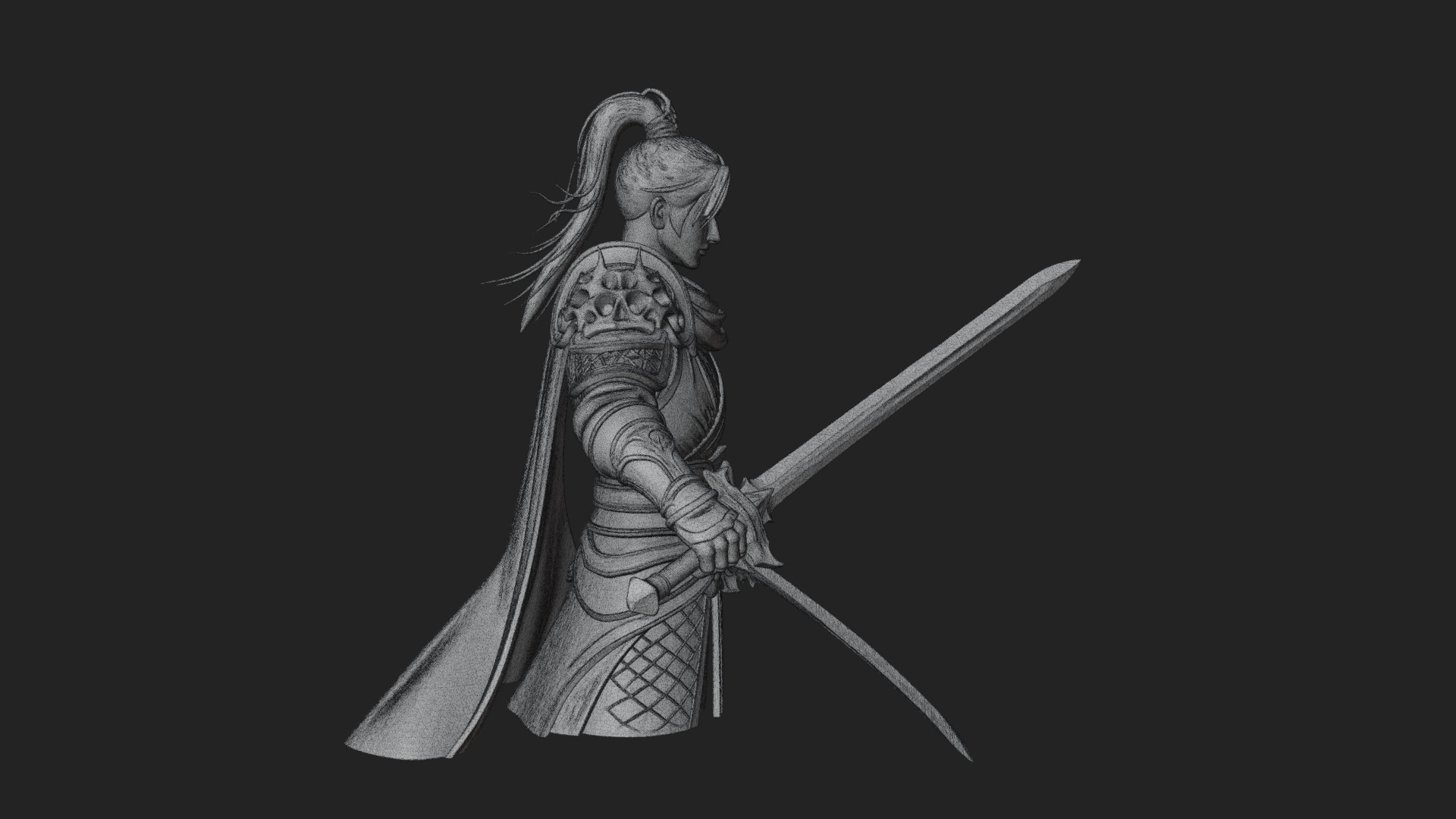 Blue Robe Swordsman Statue Design 5 3D Print Model 3D Model