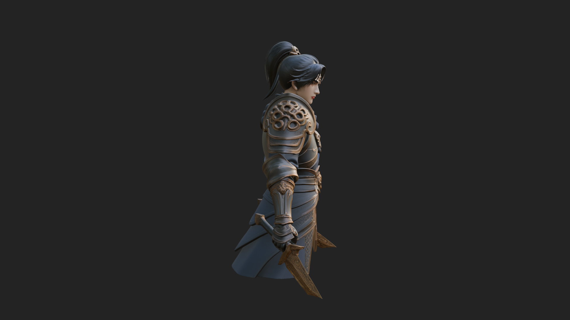 Blue Robe Swordsman Statue Design 6 3D Print Model 3D Model