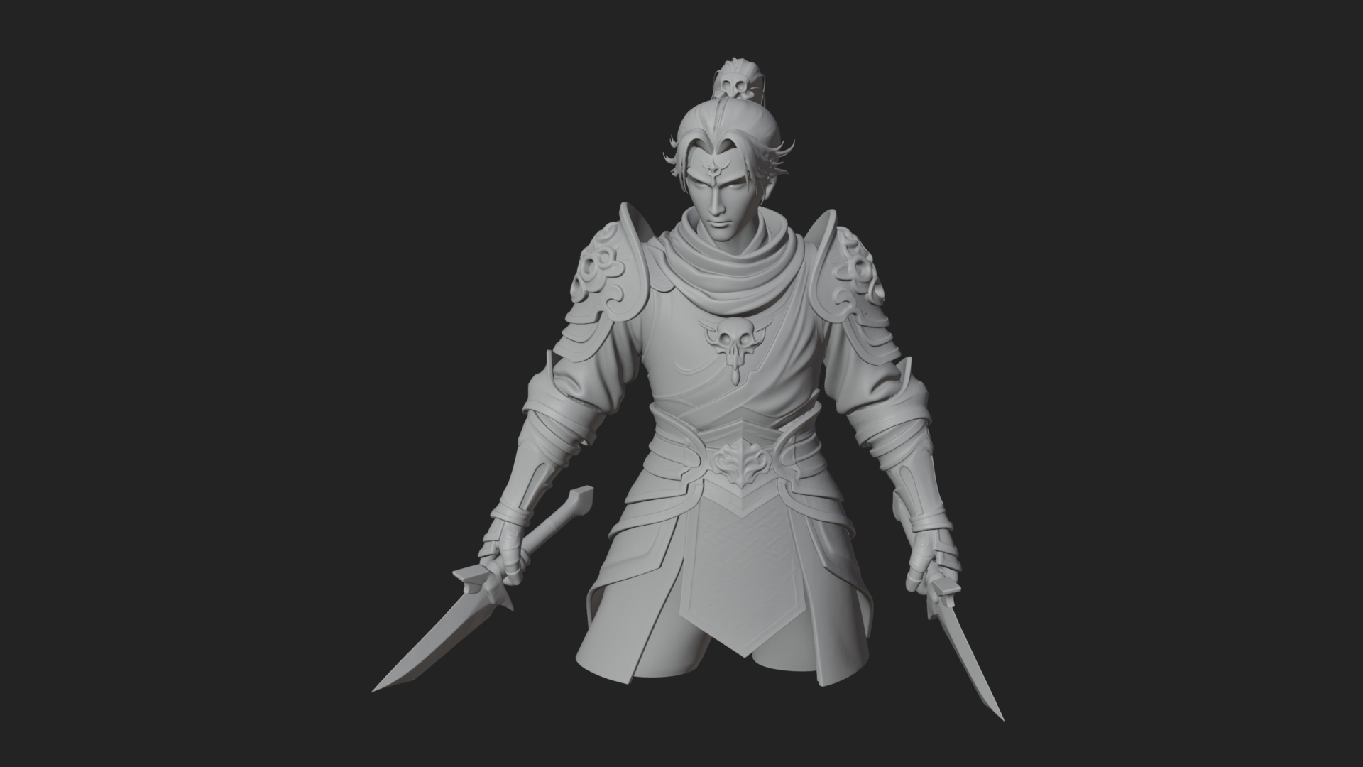 Blue Robe Swordsman Statue Design 6 3D Print Model 3D Model