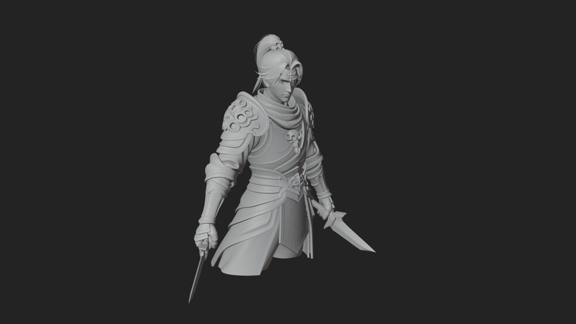 Blue Robe Swordsman Statue Design 6 3D Print Model 3D Model