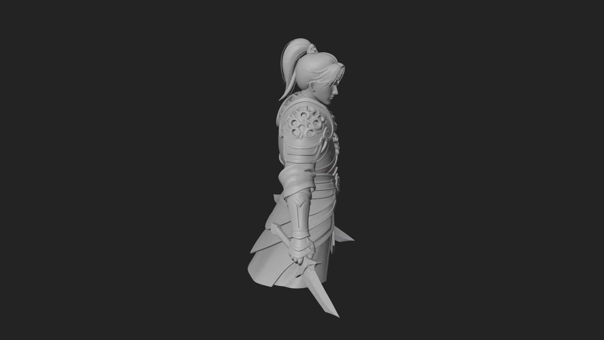 Blue Robe Swordsman Statue Design 6 3D Print Model 3D Model