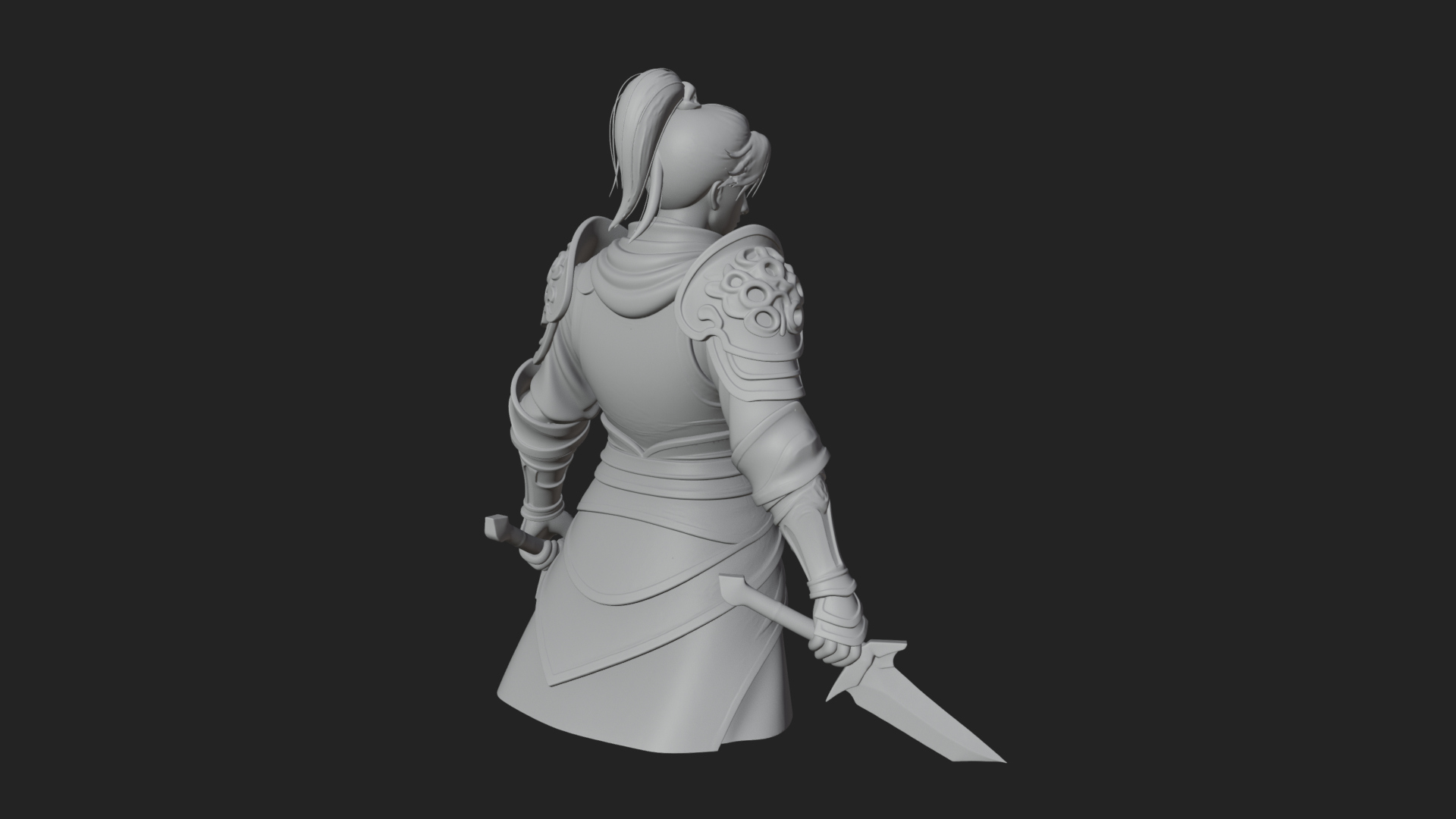 Blue Robe Swordsman Statue Design 6 3D Print Model 3D Model
