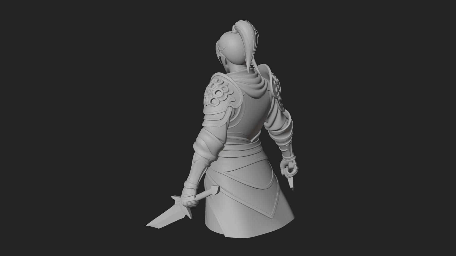 Blue Robe Swordsman Statue Design 6 3D Print Model 3D Model
