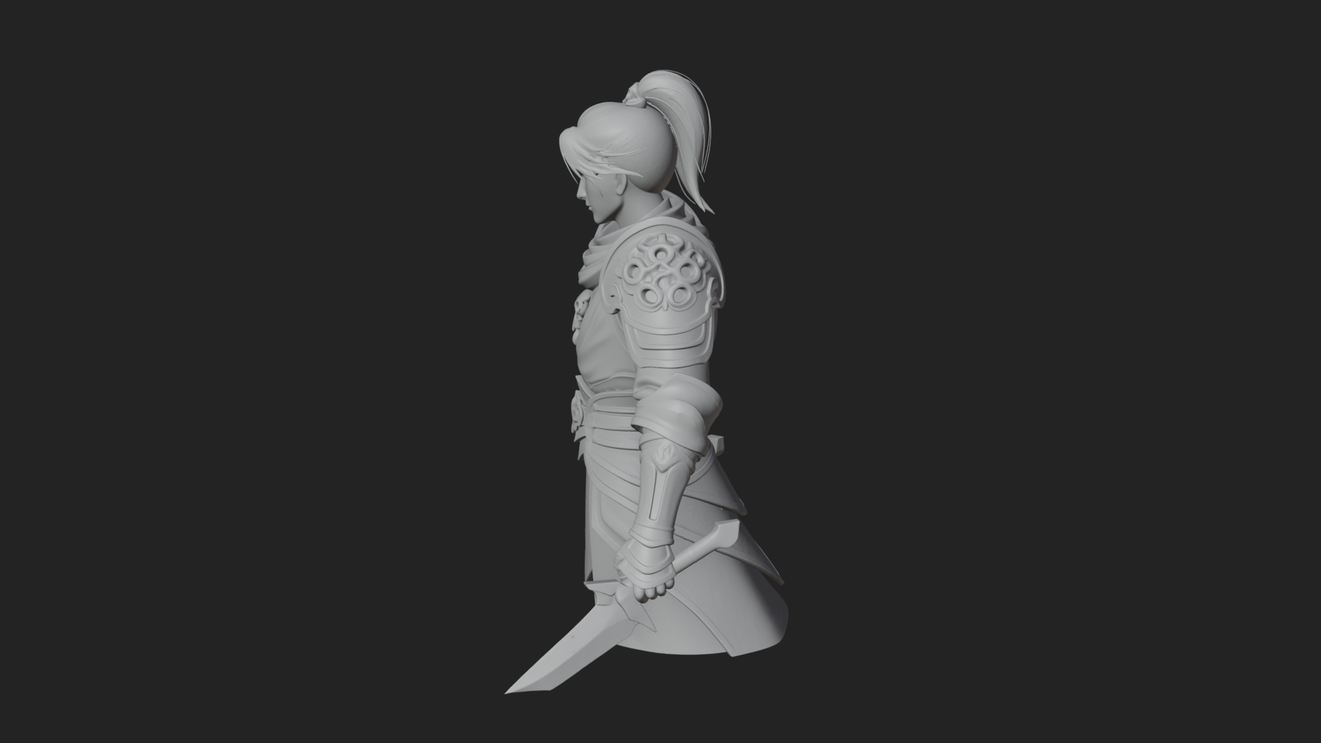 Blue Robe Swordsman Statue Design 6 3D Print Model 3D Model