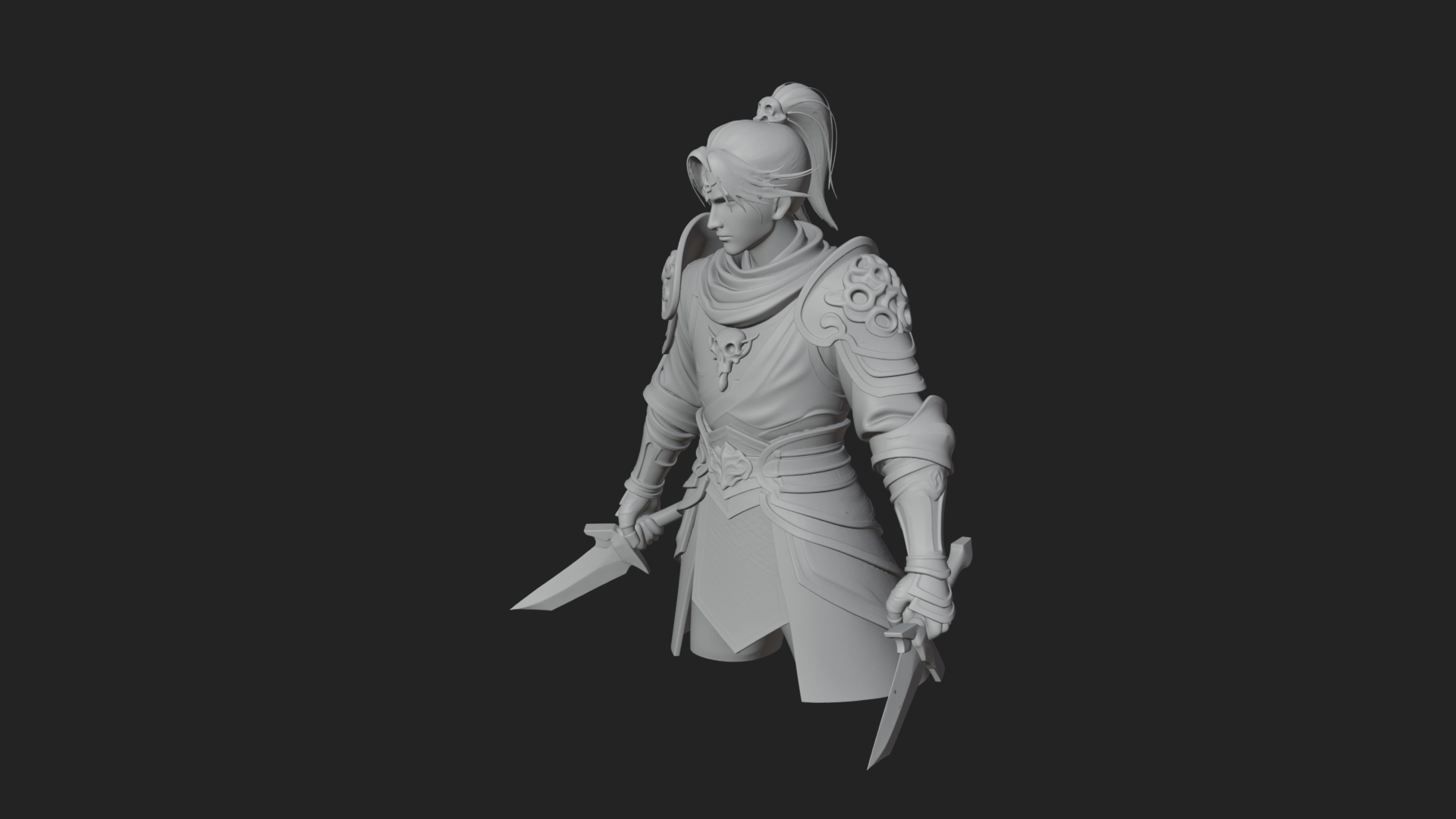 Blue Robe Swordsman Statue Design 6 3D Print Model 3D Model