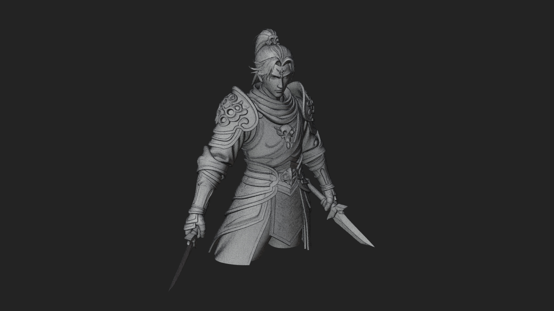 Blue Robe Swordsman Statue Design 6 3D Print Model 3D Model