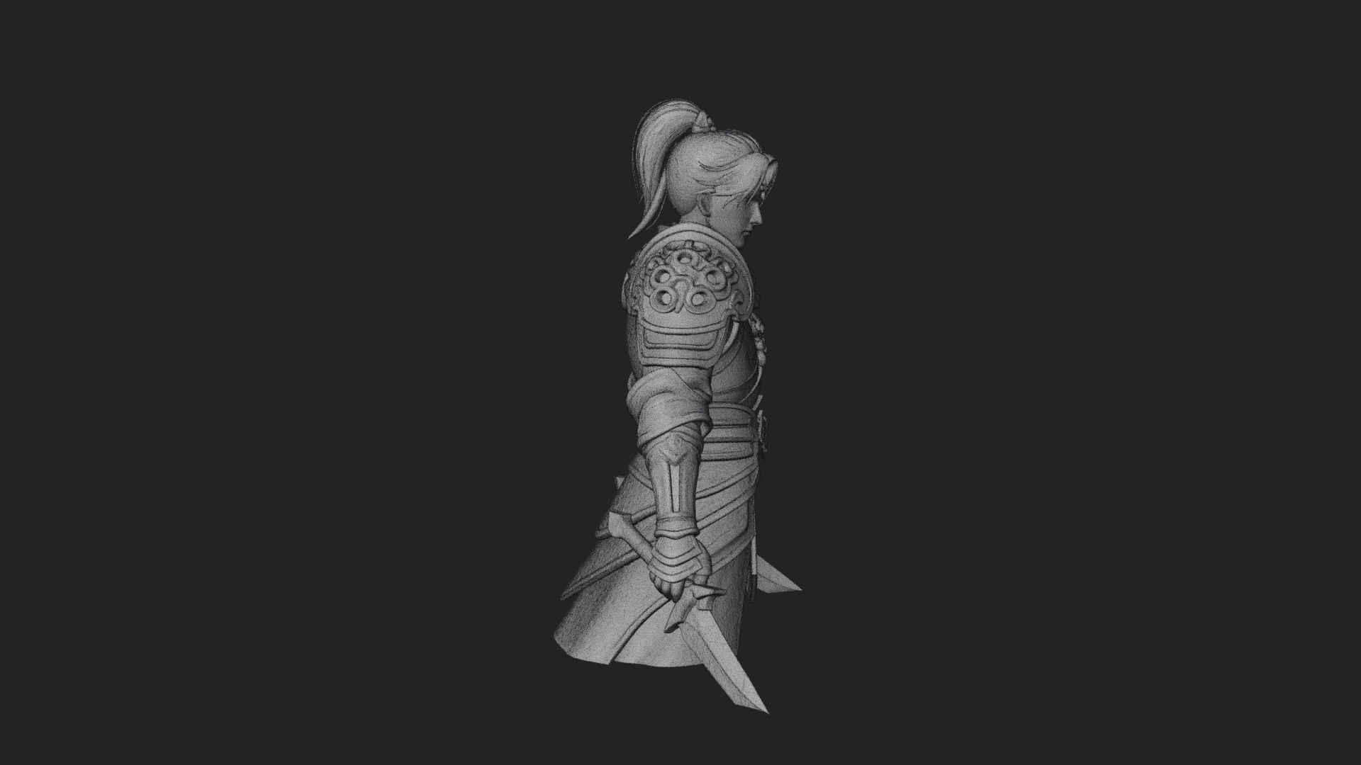 Blue Robe Swordsman Statue Design 6 3D Print Model 3D Model