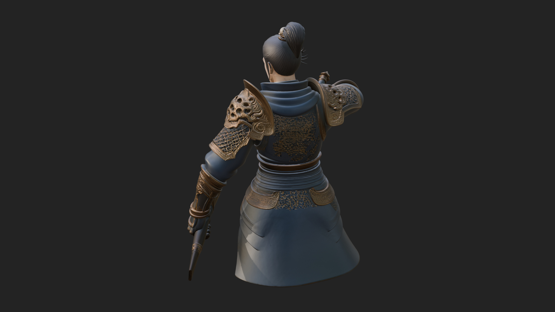 Blue Robe Swordsman Statue Design 7 3D Print Model 3D Model