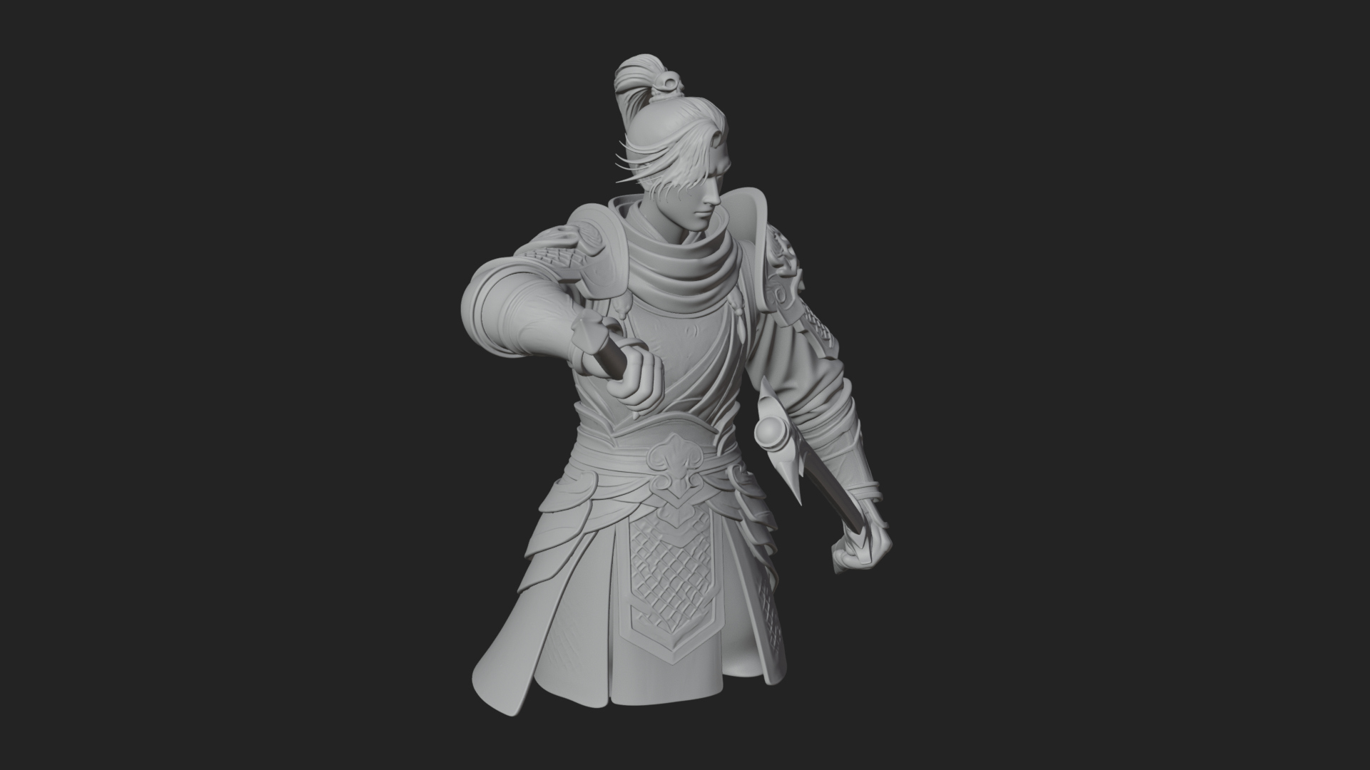 Blue Robe Swordsman Statue Design 7 3D Print Model 3D Model
