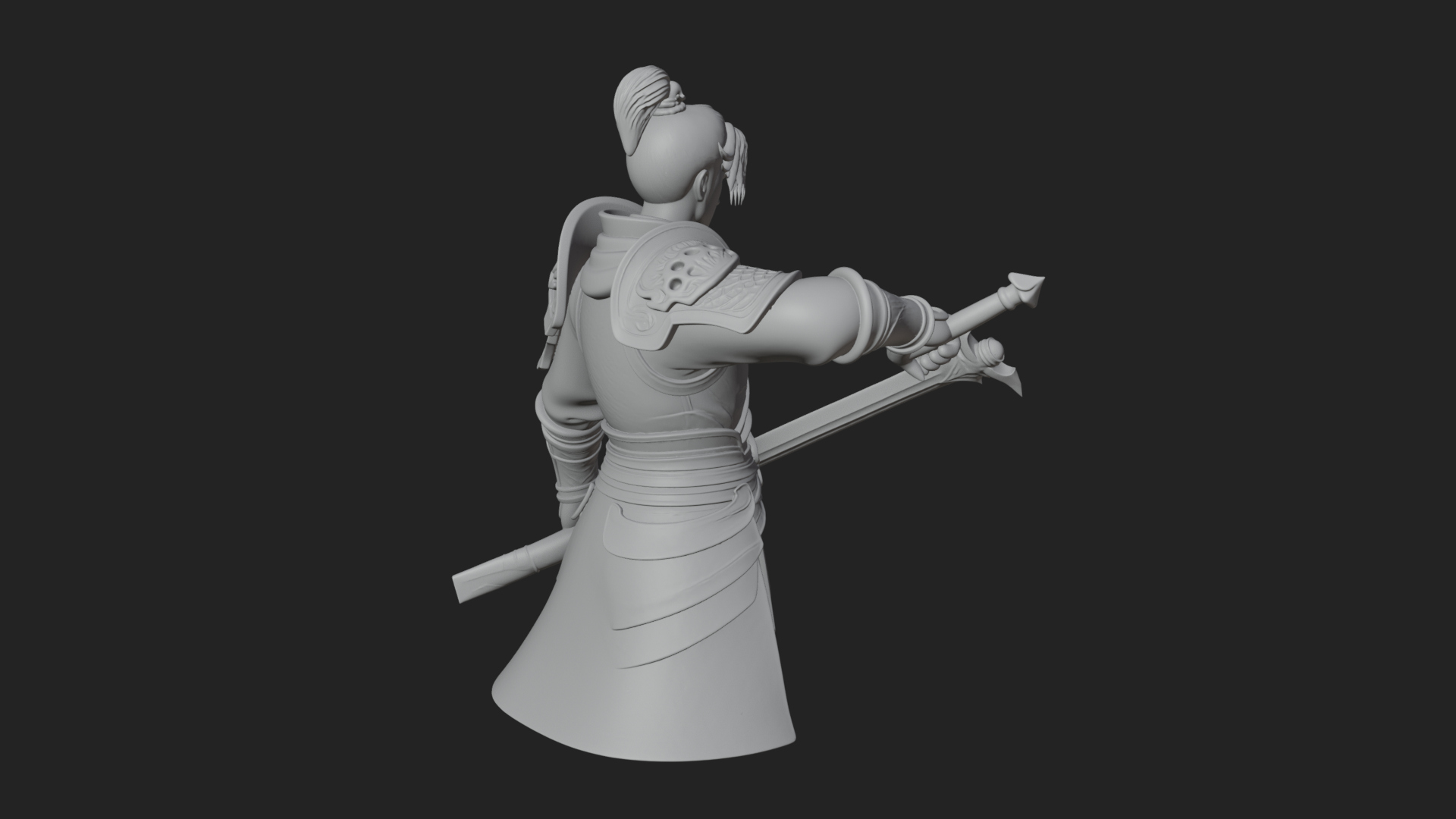 Blue Robe Swordsman Statue Design 7 3D Print Model 3D Model