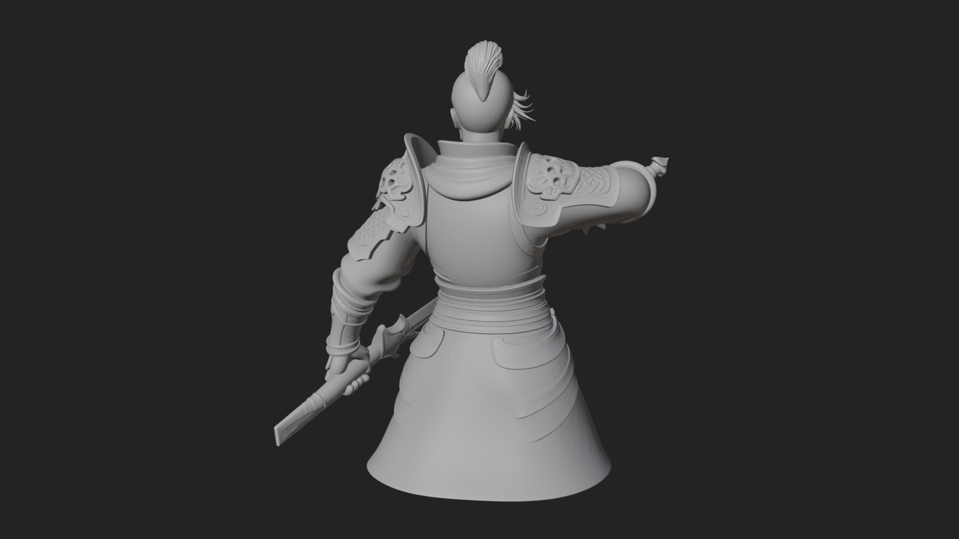 Blue Robe Swordsman Statue Design 7 3D Print Model 3D Model