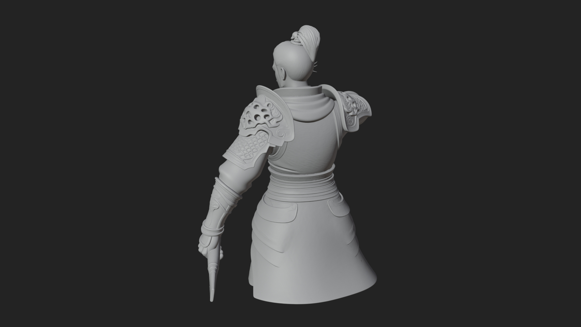 Blue Robe Swordsman Statue Design 7 3D Print Model 3D Model