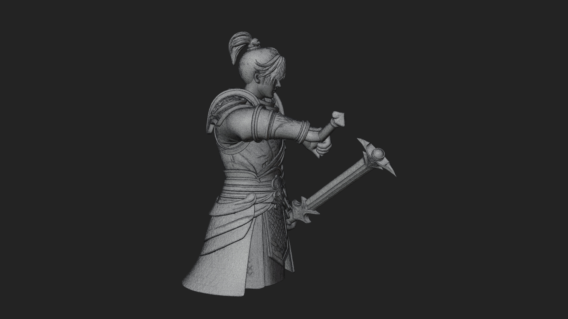 Blue Robe Swordsman Statue Design 7 3D Print Model 3D Model
