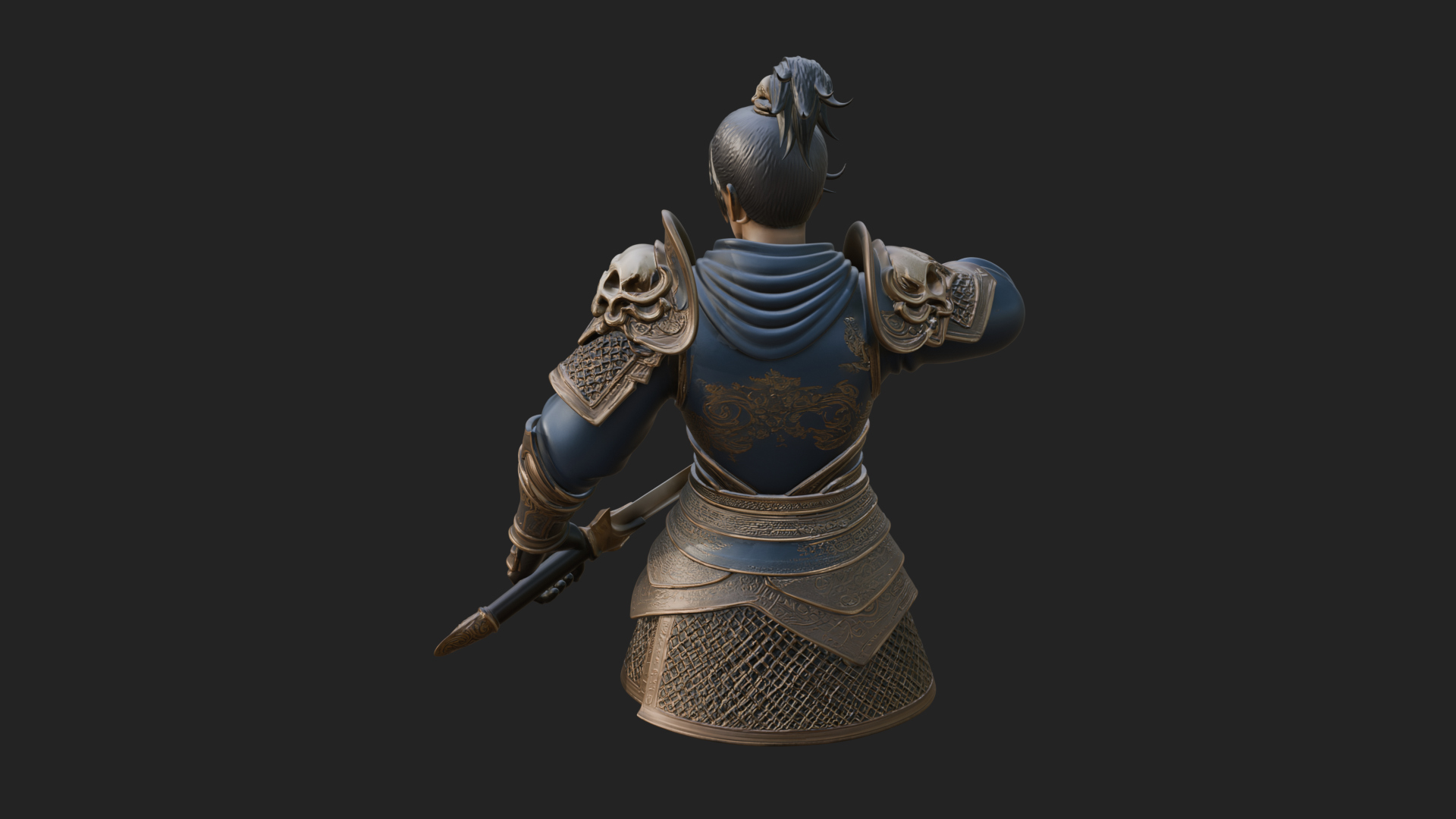 Blue Robe Swordsman Statue Design 8 3D Print Model 3D Model