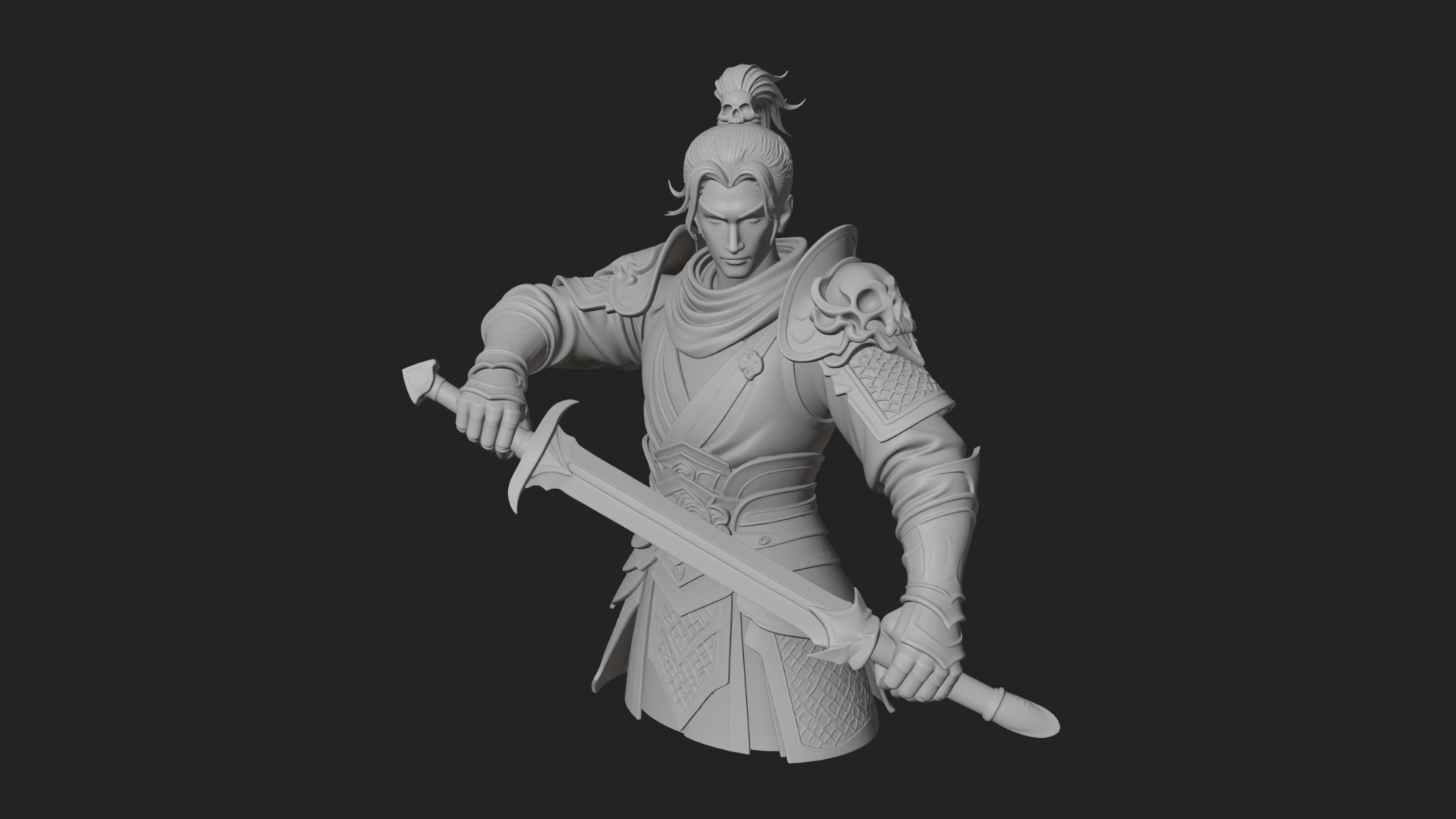 Blue Robe Swordsman Statue Design 8 3D Print Model 3D Model