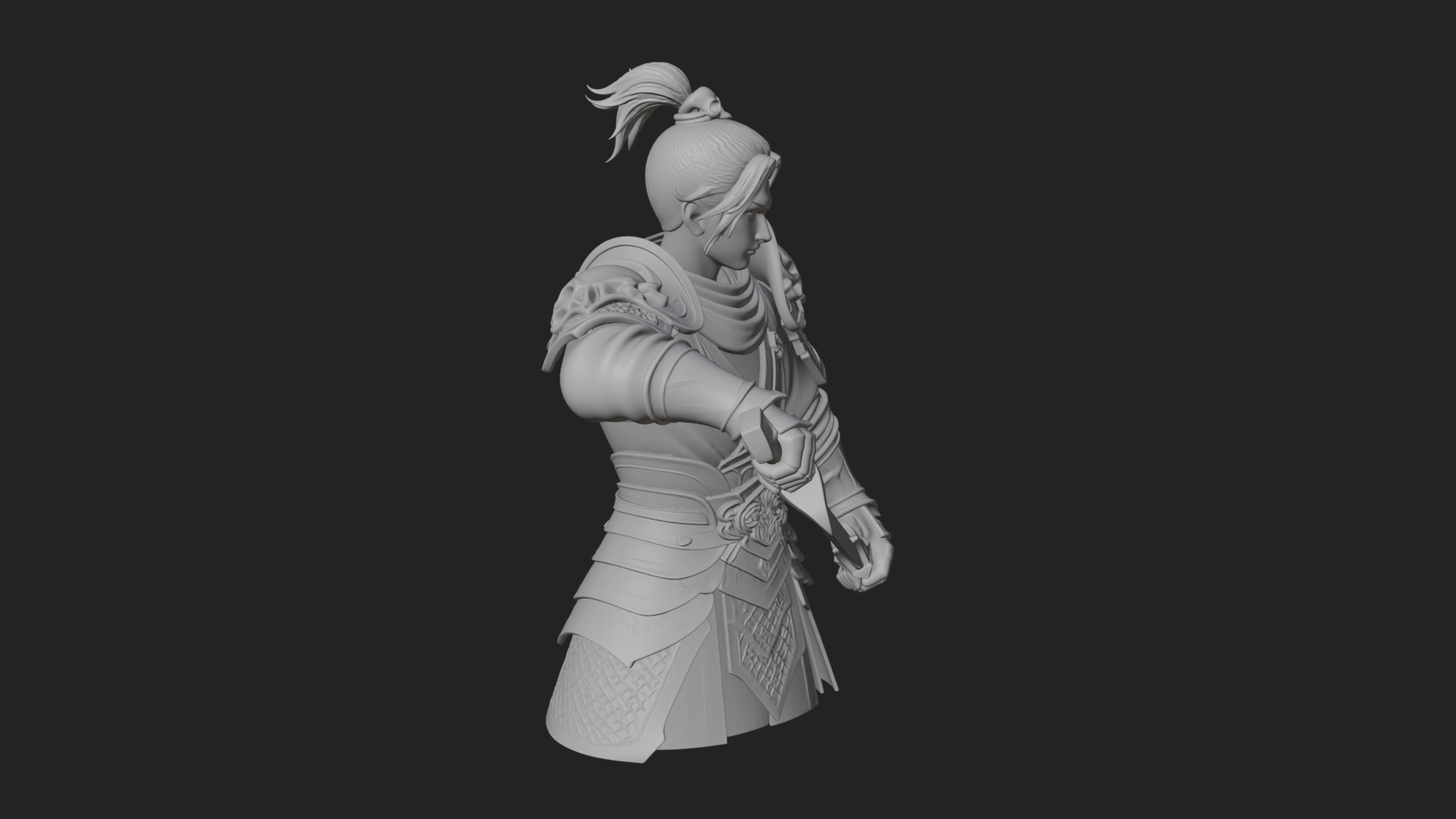 Blue Robe Swordsman Statue Design 8 3D Print Model 3D Model