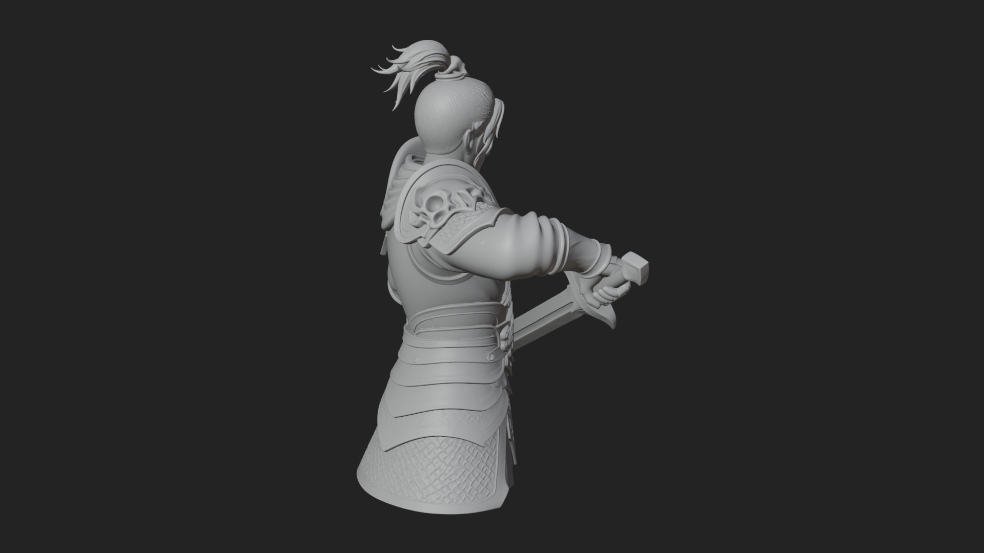 Blue Robe Swordsman Statue Design 8 3D Print Model 3D Model