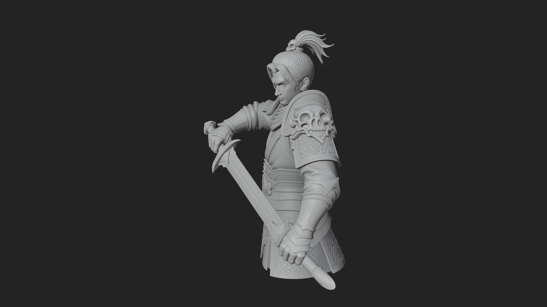 Blue Robe Swordsman Statue Design 8 3D Print Model 3D Model